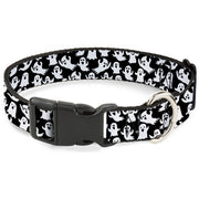 Plastic Clip Collar - Ghosts Poses Scattered Black/White Plastic Clip Collars Buckle-Down