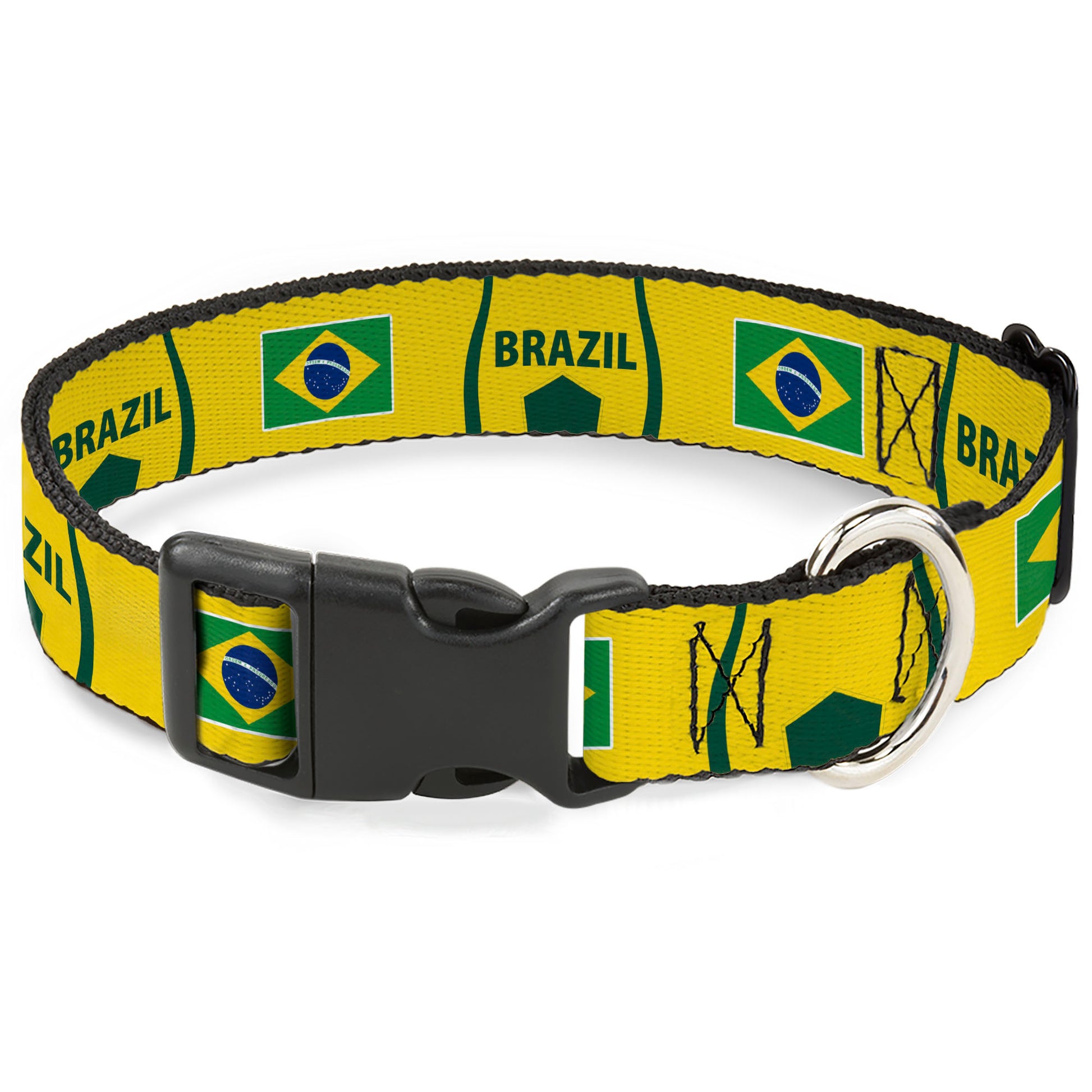 Plastic Clip Collar - Global Soccer Cup Series Brazil Spirit Flag Plastic Clip Collars Buckle-Down