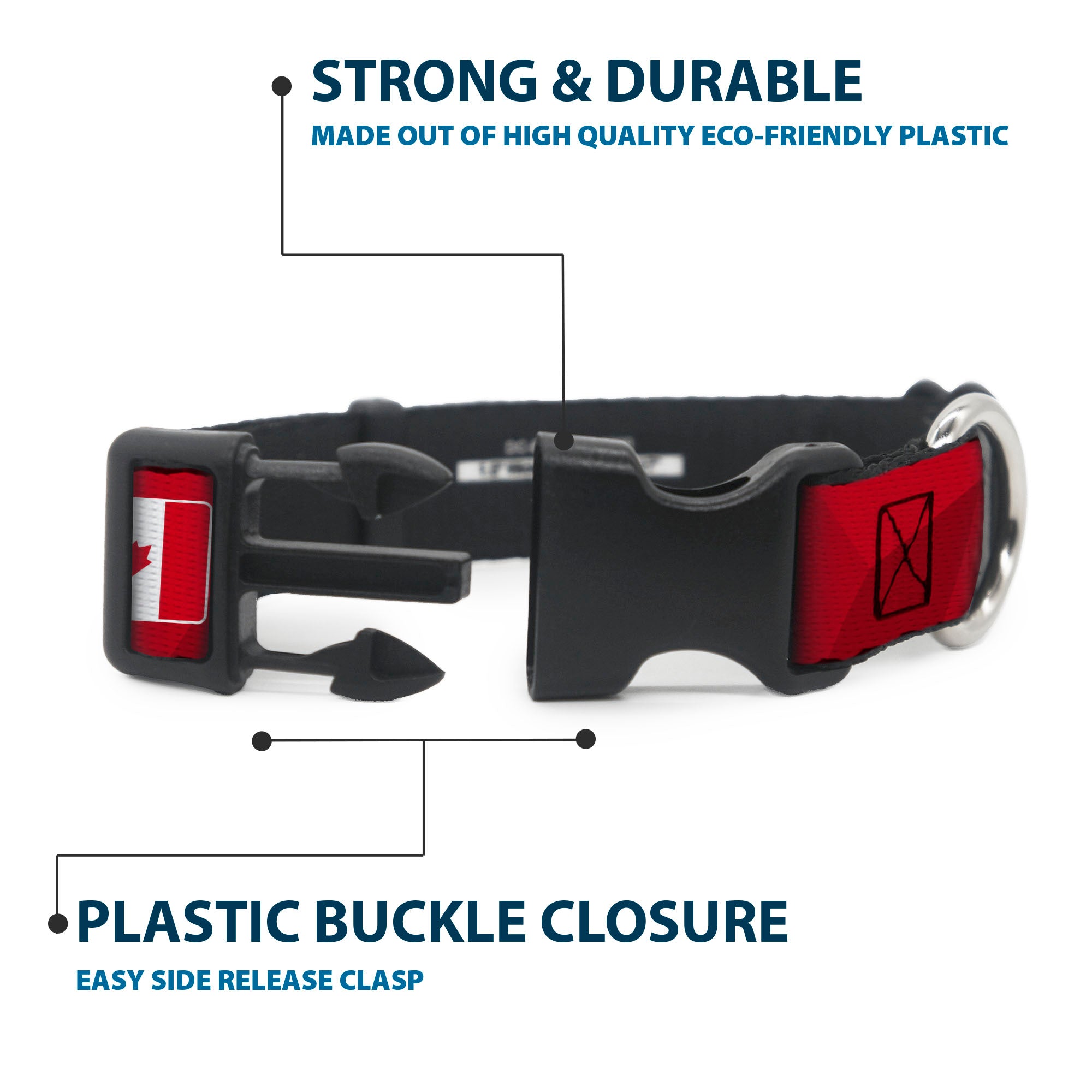 Plastic Clip Collar - Global Soccer Cup Series Canada Spirit Flag Plastic Clip Collars Buckle-Down