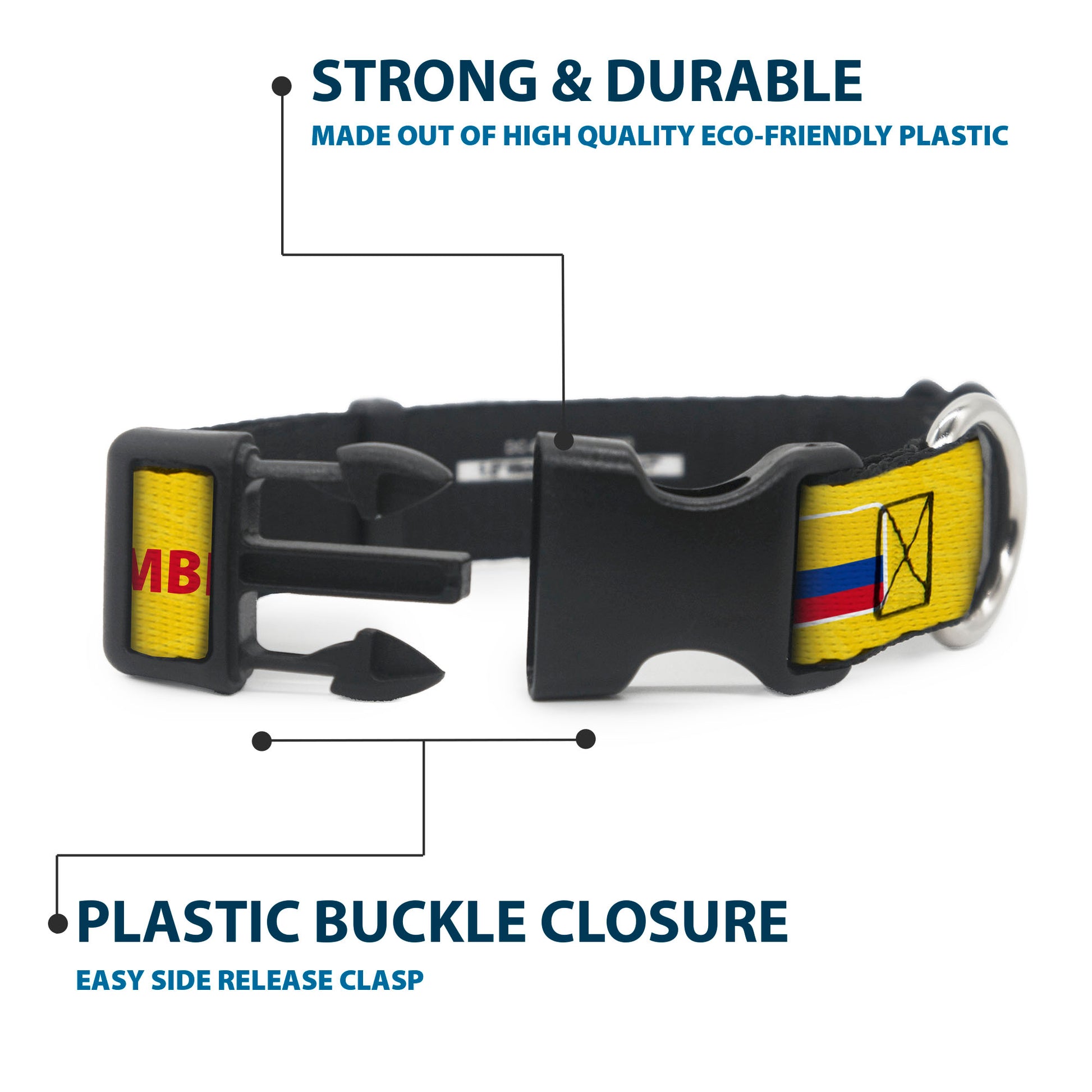 Plastic Clip Collar - Global Soccer Cup Series Colombia Spirit Flag Plastic Clip Collars Buckle-Down