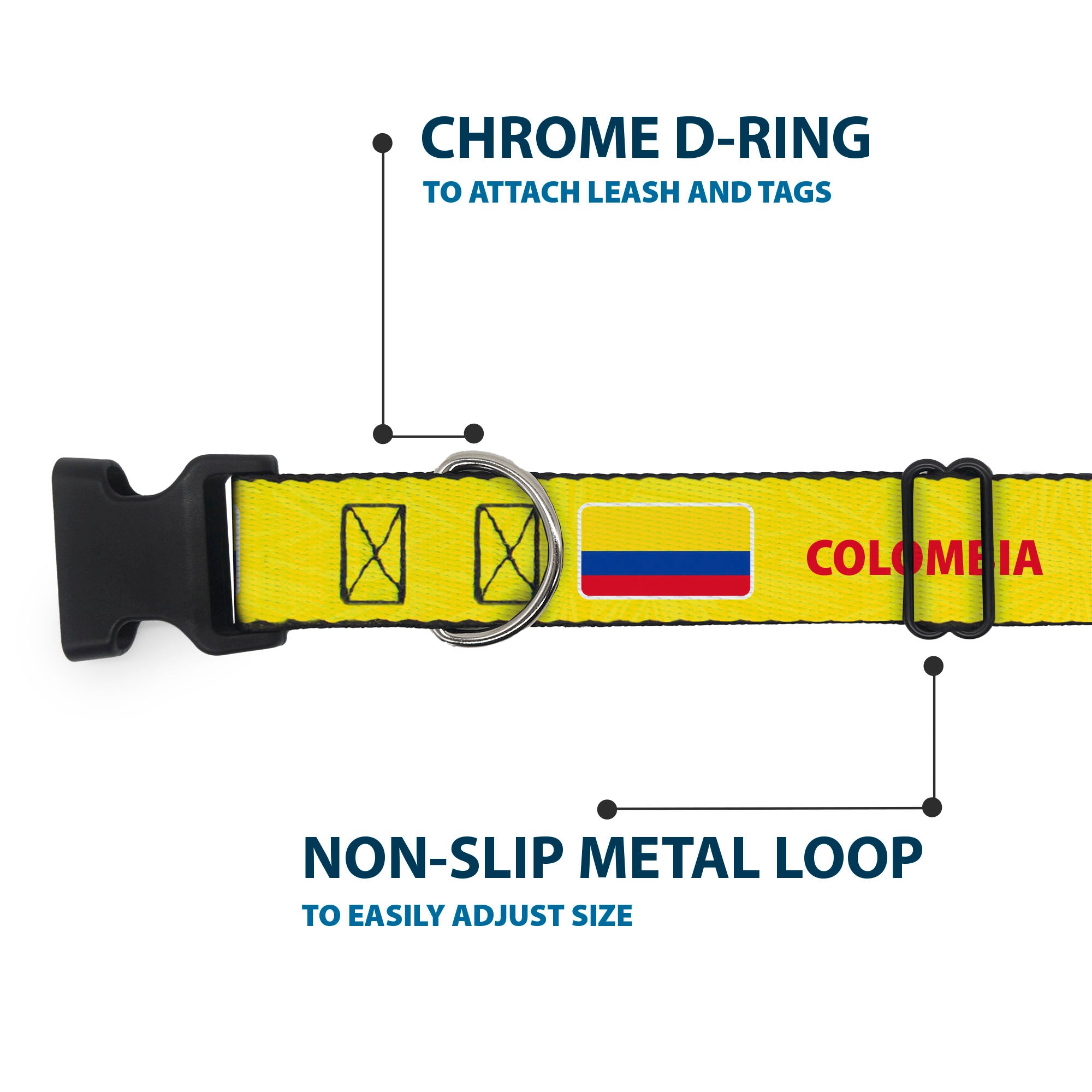 Plastic Clip Collar - Global Soccer Cup Series Colombia Spirit Flag Plastic Clip Collars Buckle-Down