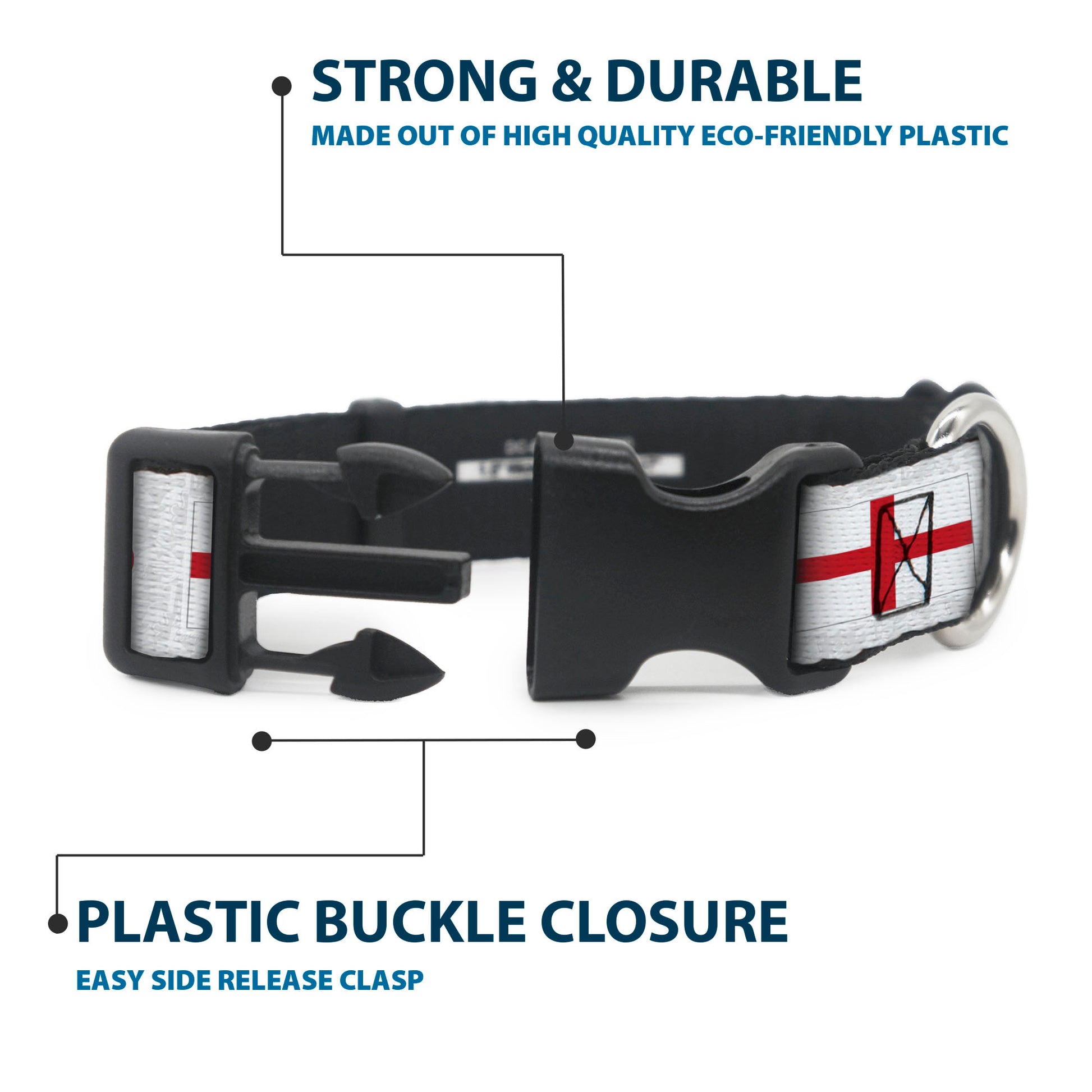 Plastic Clip Collar - Global Soccer Cup Series England Spirit Flag Plastic Clip Collars Buckle-Down