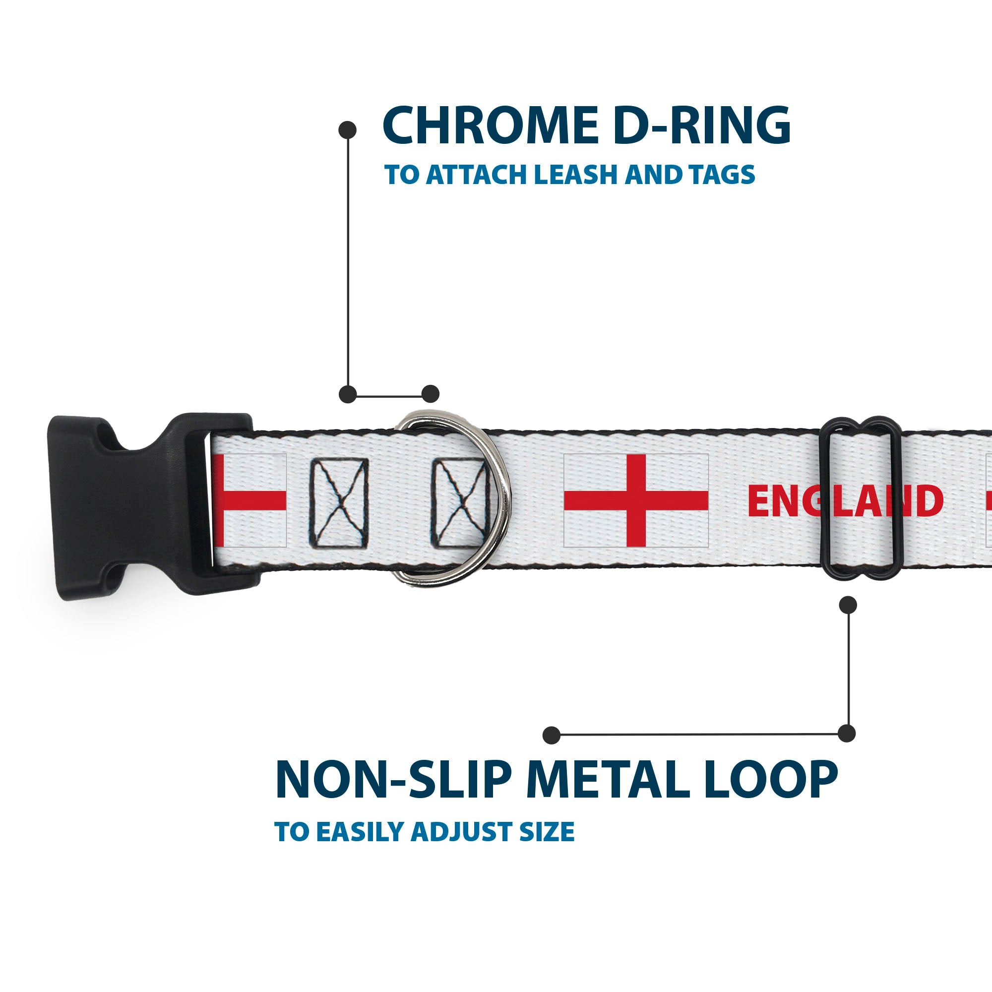 Plastic Clip Collar - Global Soccer Cup Series England Spirit Flag Plastic Clip Collars Buckle-Down