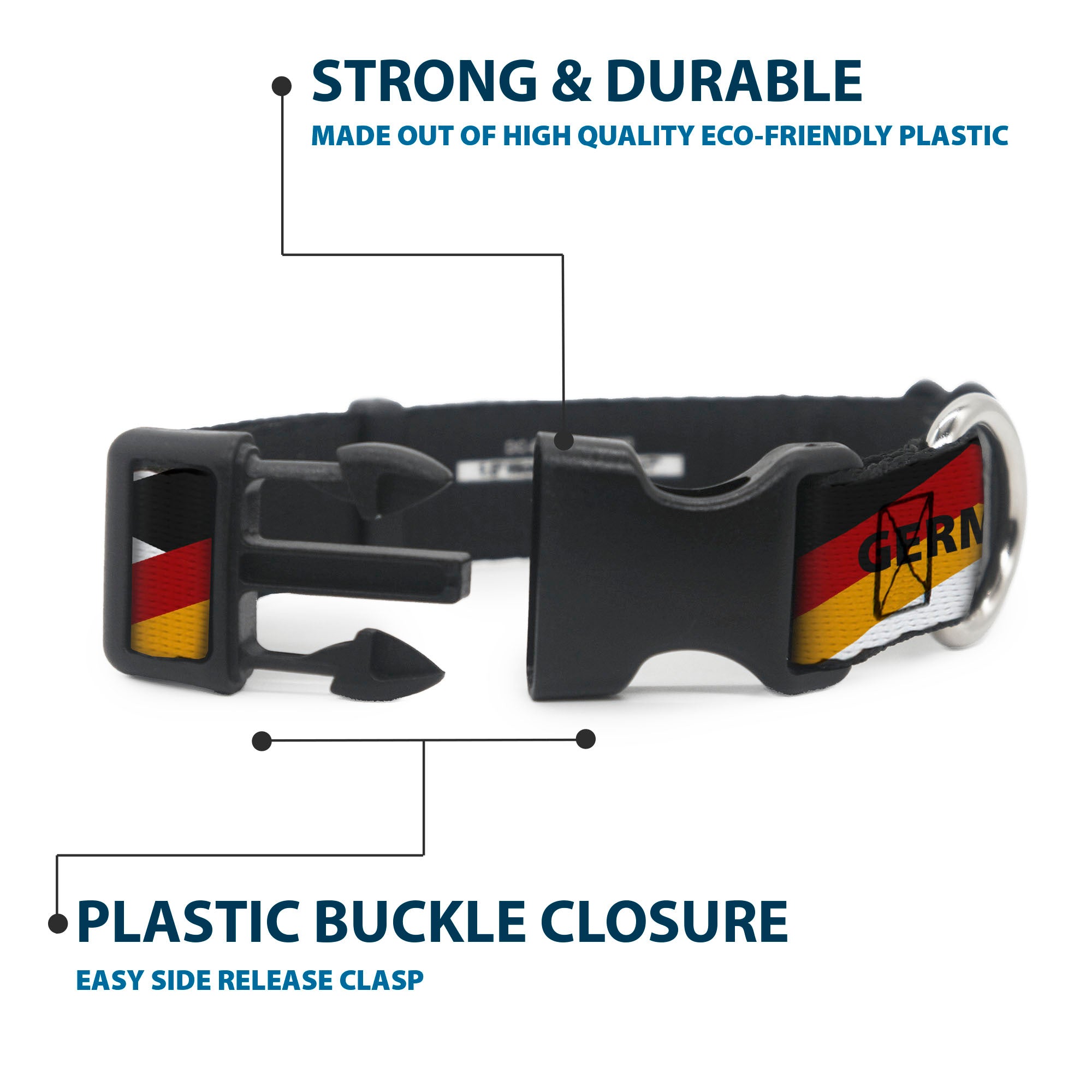 Plastic Clip Collar - Global Soccer Cup Series Germany Spirit Flag Plastic Clip Collars Buckle-Down