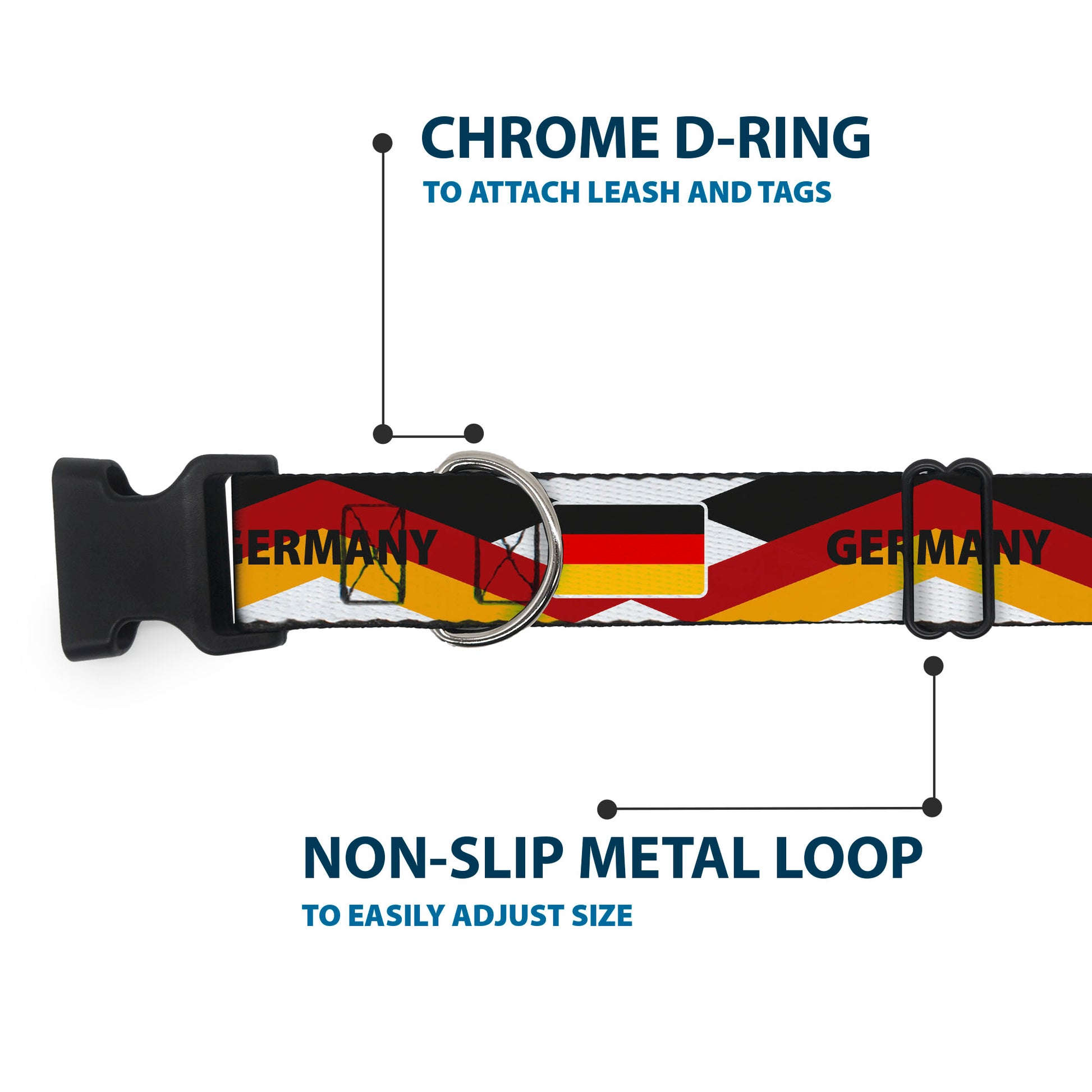 Plastic Clip Collar - Global Soccer Cup Series Germany Spirit Flag Plastic Clip Collars Buckle-Down