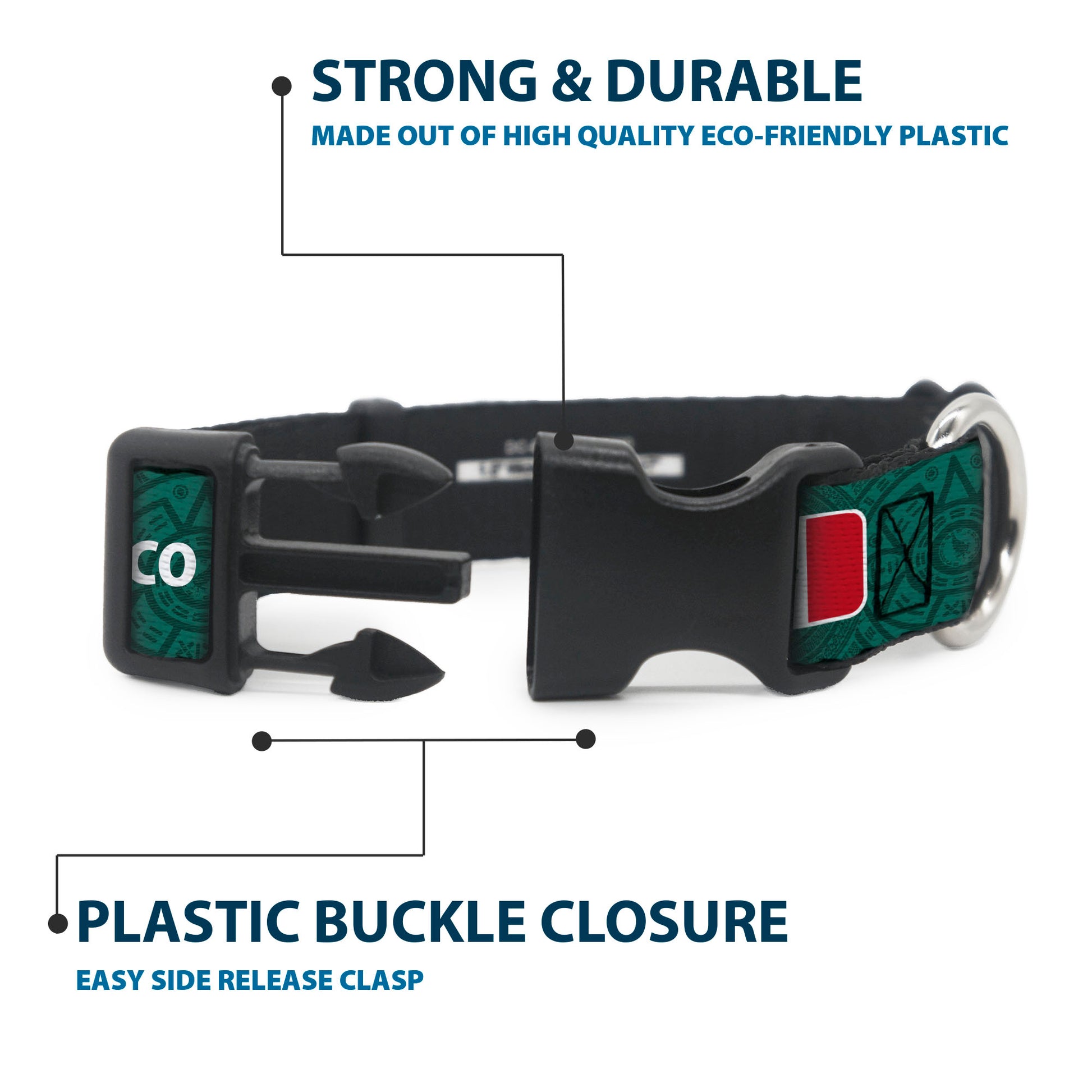 Plastic Clip Collar - Global Soccer Cup Series Mexico Spirit Flag Plastic Clip Collars Buckle-Down