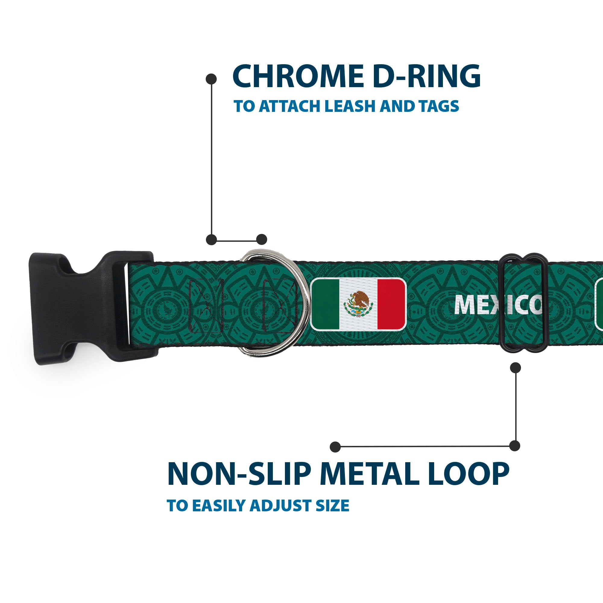 Plastic Clip Collar - Global Soccer Cup Series Mexico Spirit Flag Plastic Clip Collars Buckle-Down