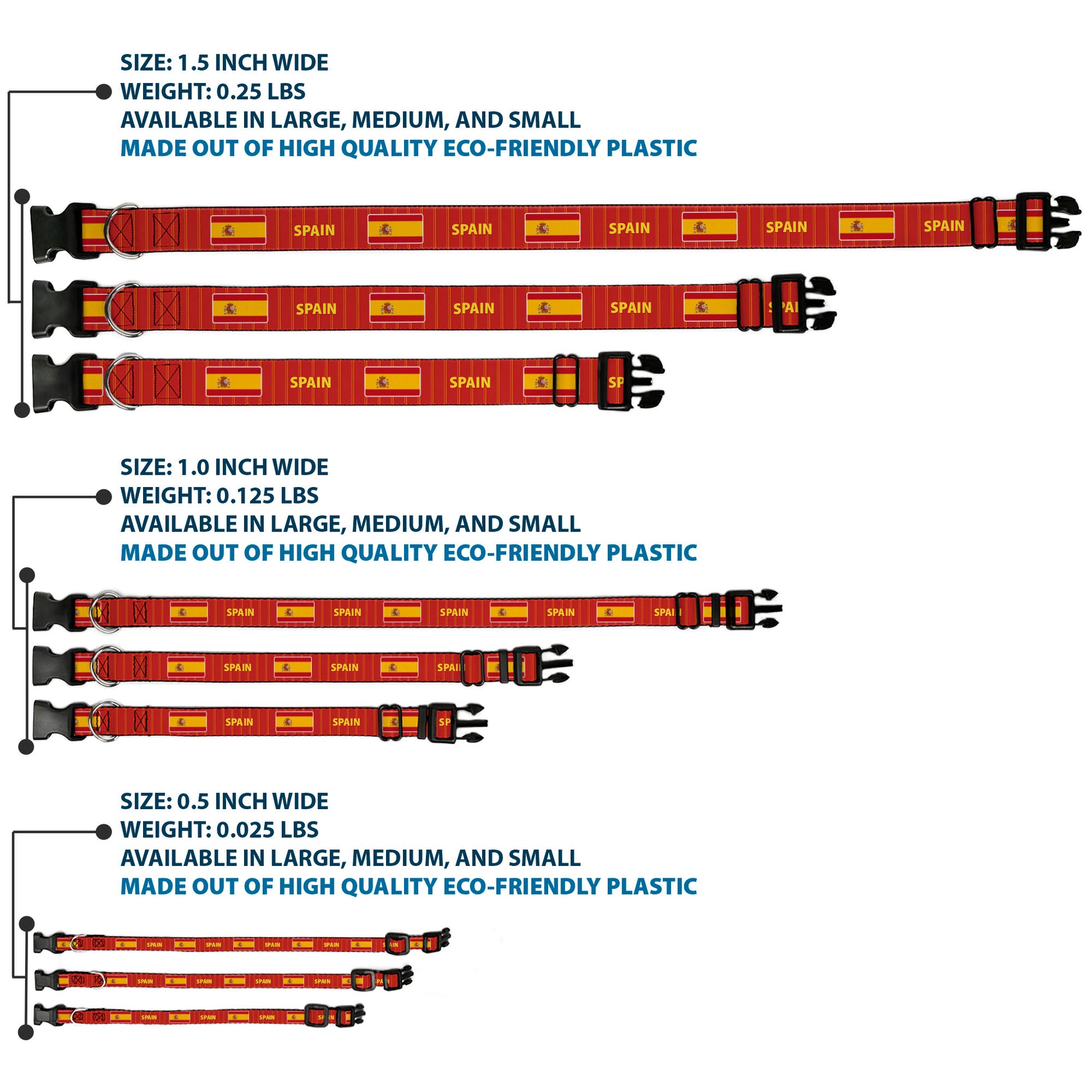 Plastic Clip Collar - Global Soccer Cup Series Spain Spirit Flag Plastic Clip Collars Buckle-Down