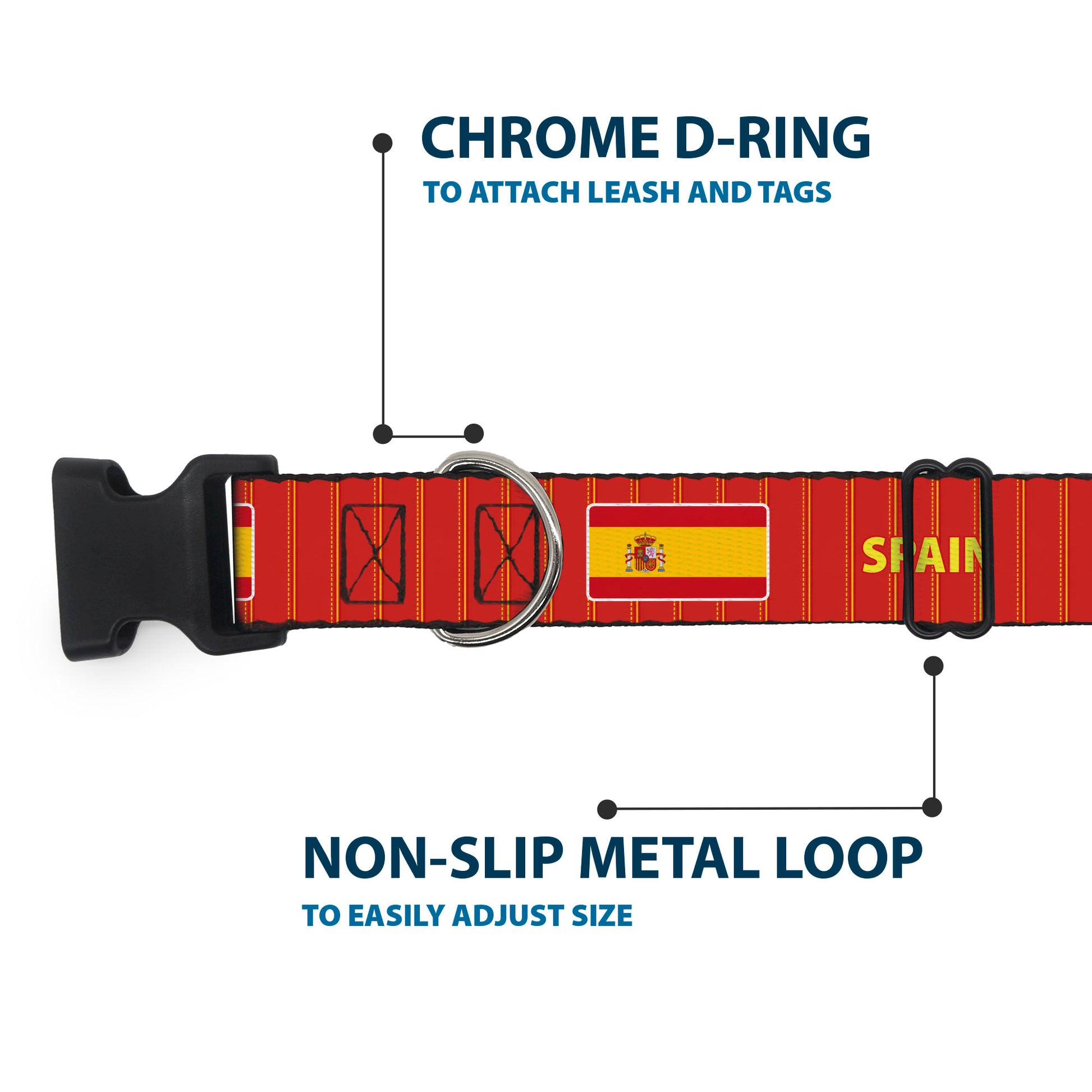 Plastic Clip Collar - Global Soccer Cup Series Spain Spirit Flag Plastic Clip Collars Buckle-Down