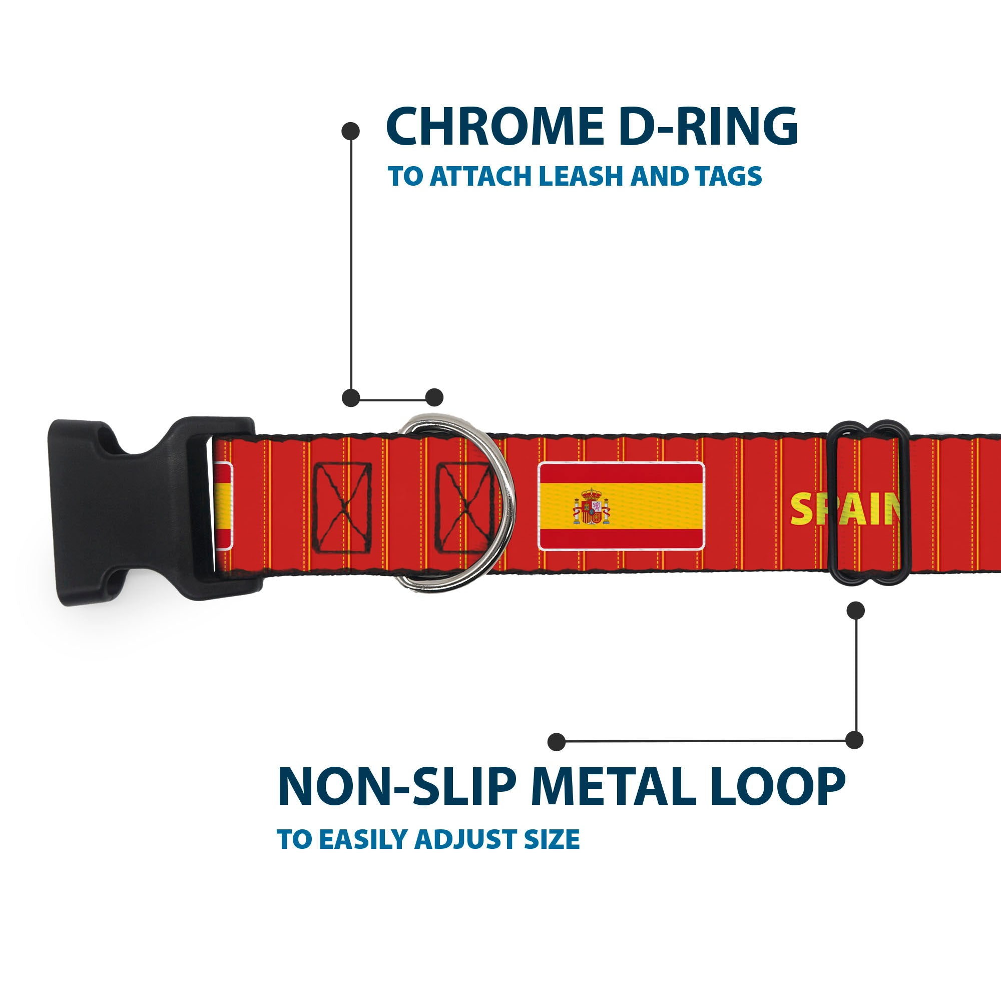 Plastic Clip Collar - Global Soccer Cup Series Spain Spirit Flag Plastic Clip Collars Buckle-Down