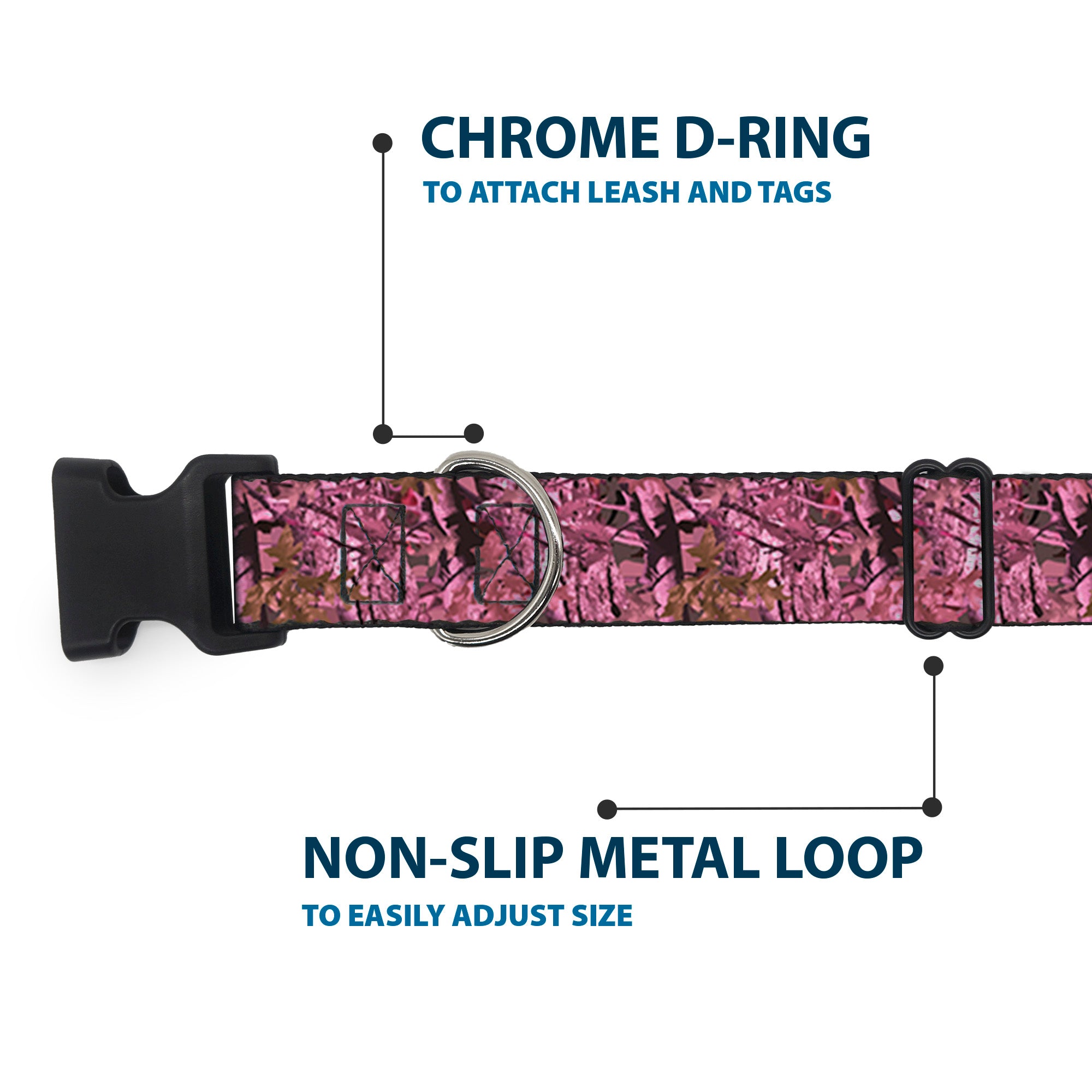 Plastic Clip Collar - Hunting Camo Pinks Plastic Clip Collars Buckle-Down