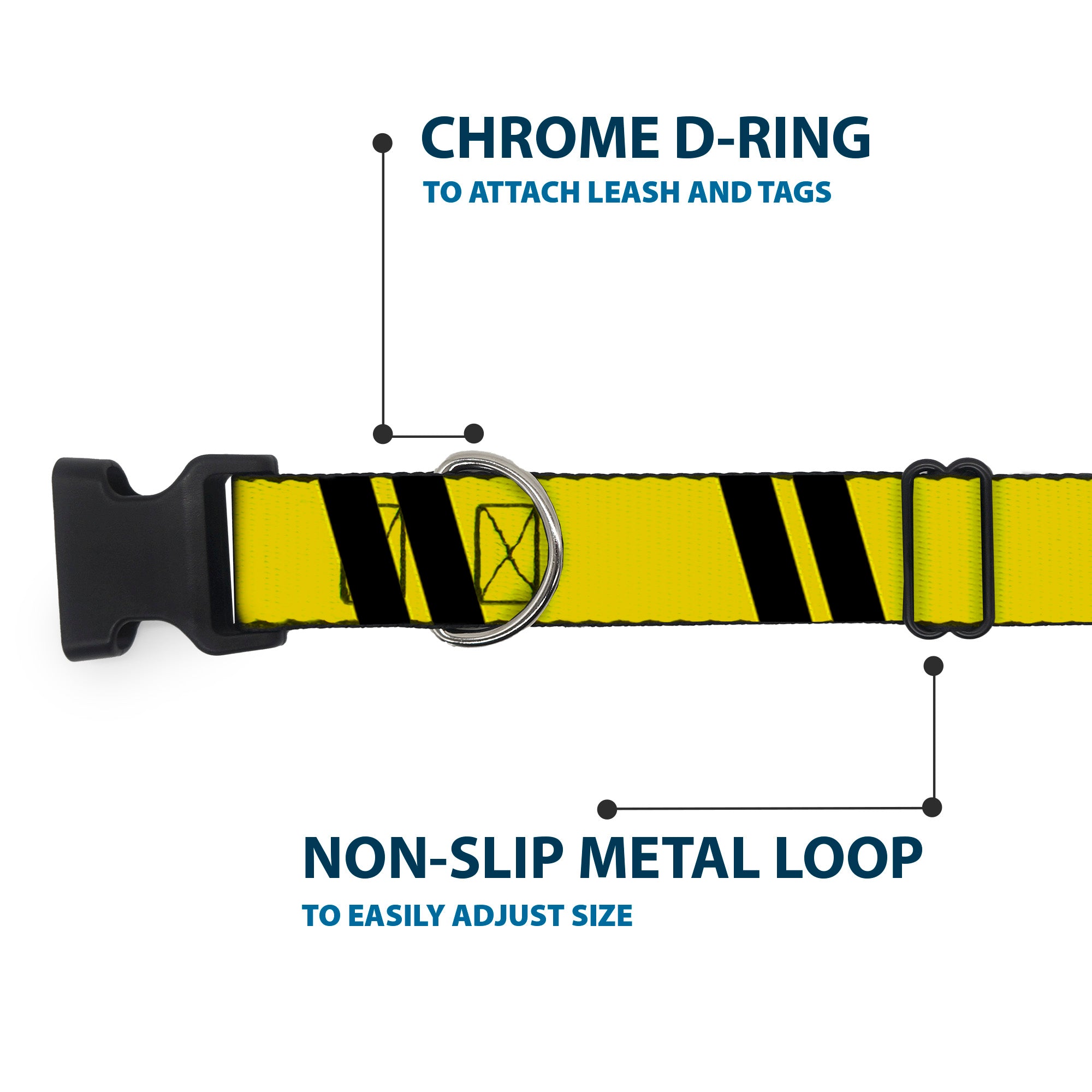 Plastic Clip Collar - Hash Mark Stripe Double Gold/Black Plastic Clip Collars Buckle-Down