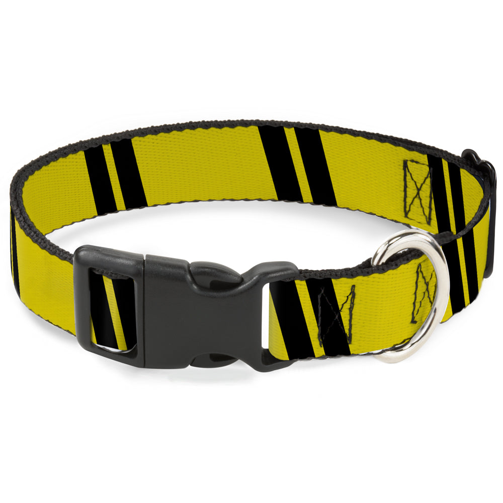 Plastic Clip Collar - Hash Mark Stripe Double Gold/Black Plastic Clip Collars Buckle-Down