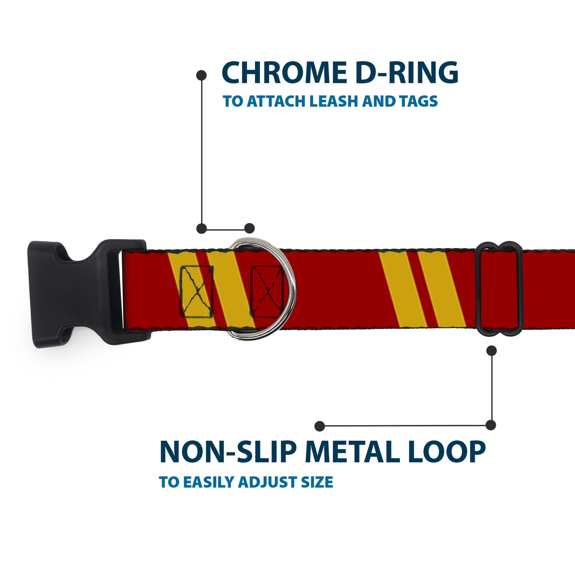 Plastic Clip Collar - Hash Mark Stripe Double Maroon/Gold Plastic Clip Collars Buckle-Down