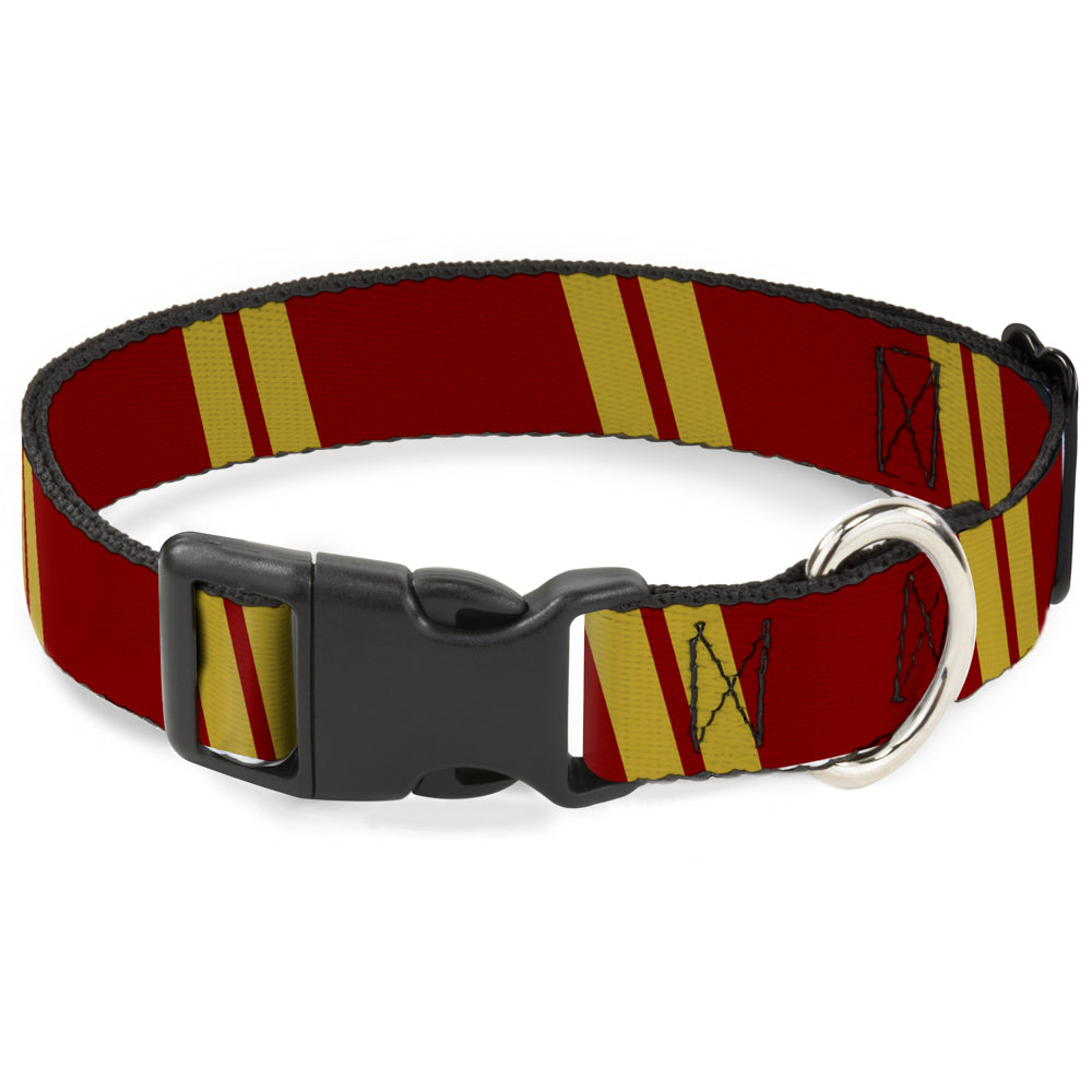 Plastic Clip Collar - Hash Mark Stripe Double Maroon/Gold Plastic Clip Collars Buckle-Down