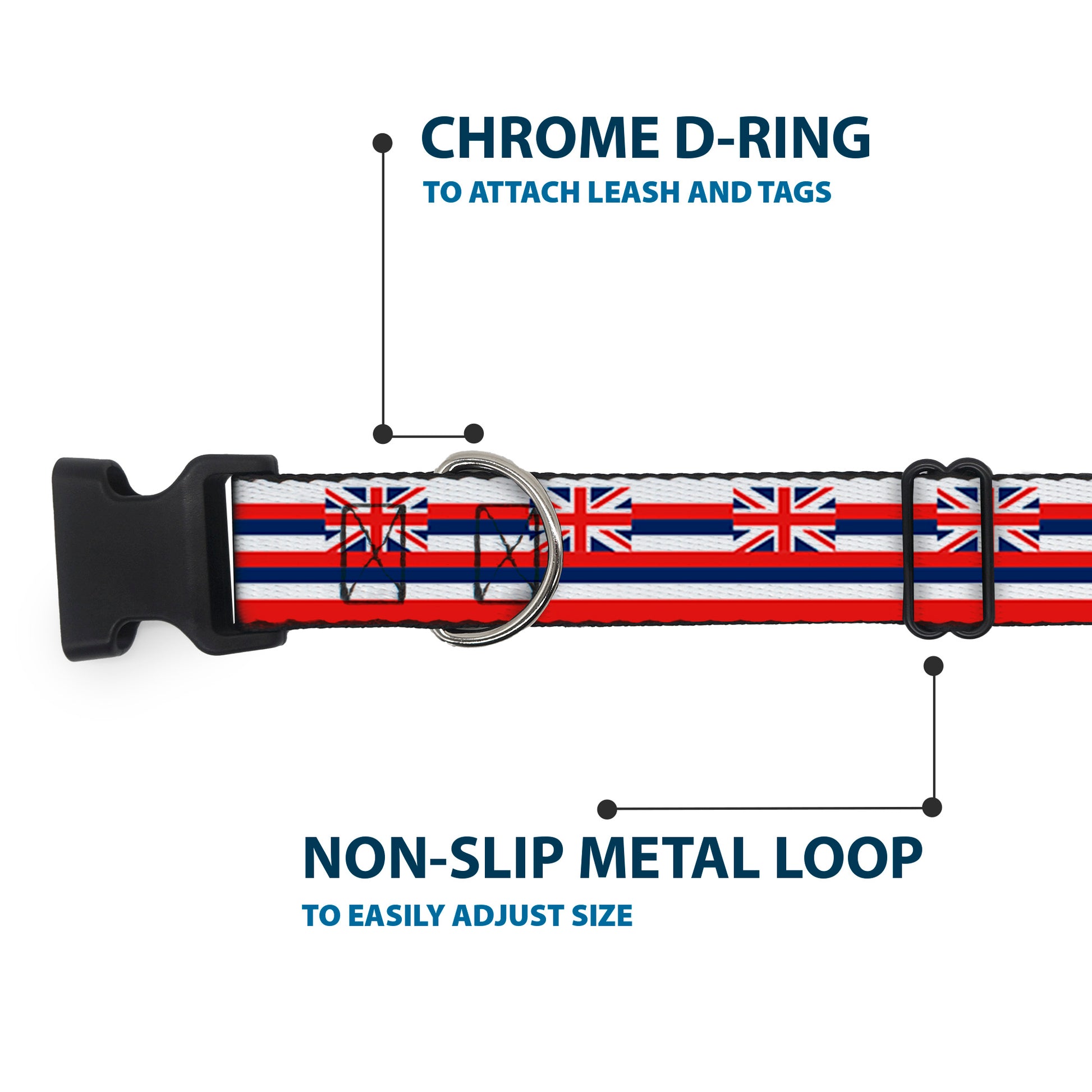 Plastic Clip Collar - Hawaii Flag Continuous Repeat Plastic Clip Collars Buckle-Down