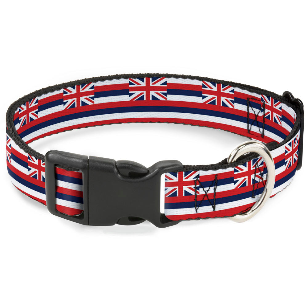 Plastic Clip Collar - Hawaii Flag Continuous Repeat Plastic Clip Collars Buckle-Down