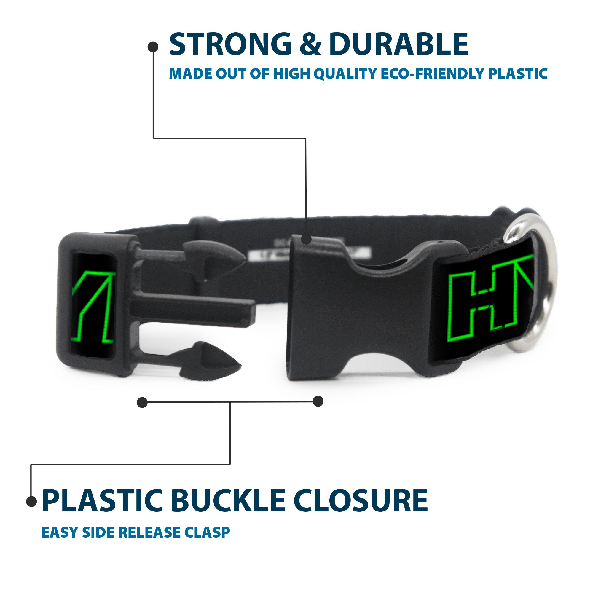 Plastic Clip Collar - HYPE Outline Black/Neon Green Plastic Clip Collars Buckle-Down