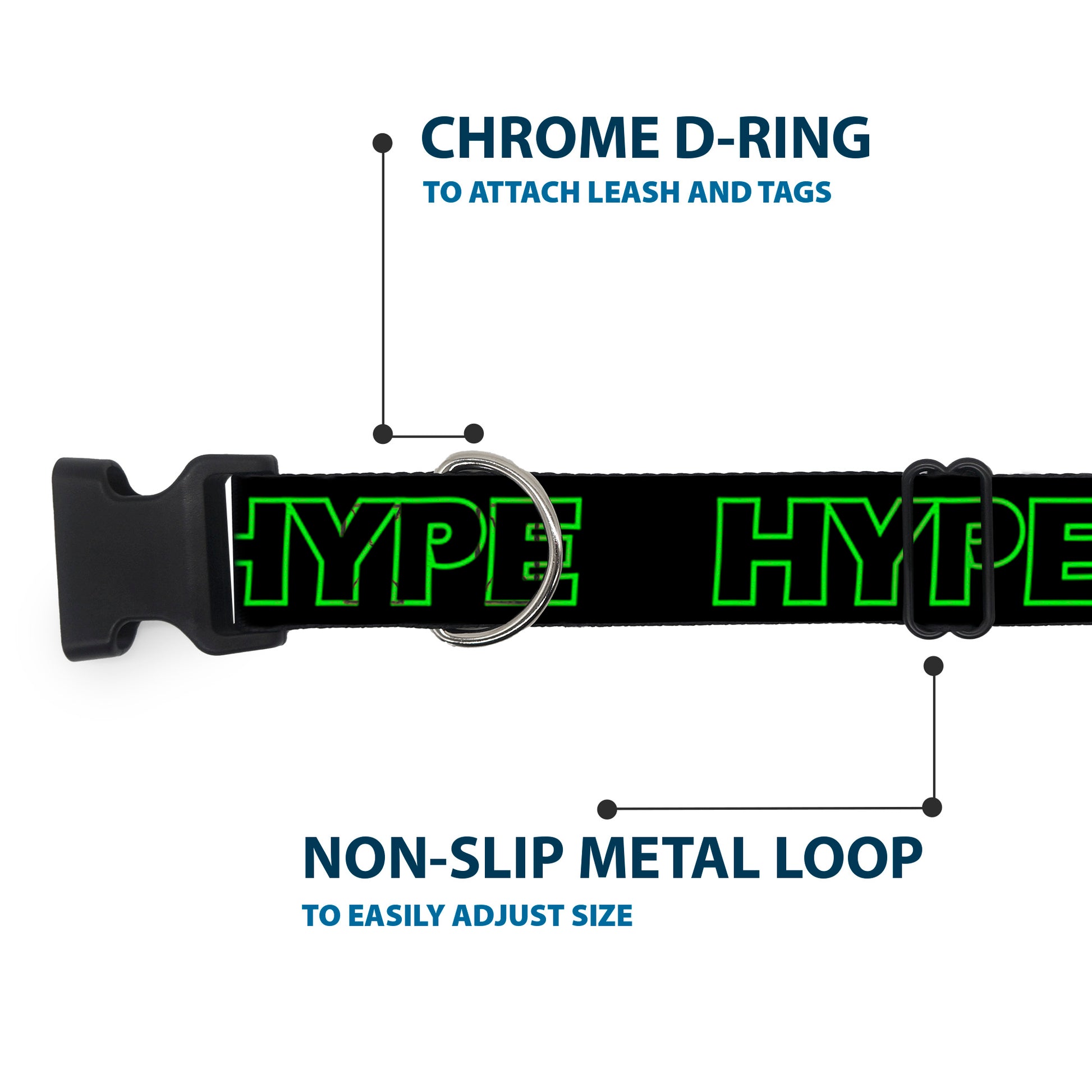 Plastic Clip Collar - HYPE Outline Black/Neon Green Plastic Clip Collars Buckle-Down