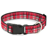 Plastic Clip Collar - Holiday Christmas Plaid Red/White/Black Plastic Clip Collars Buckle-Down