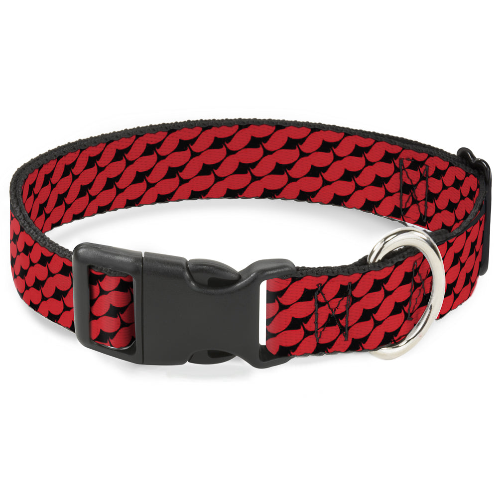 Plastic Clip Collar - Mustache Monogram Black/Red Plastic Clip Collars Buckle-Down