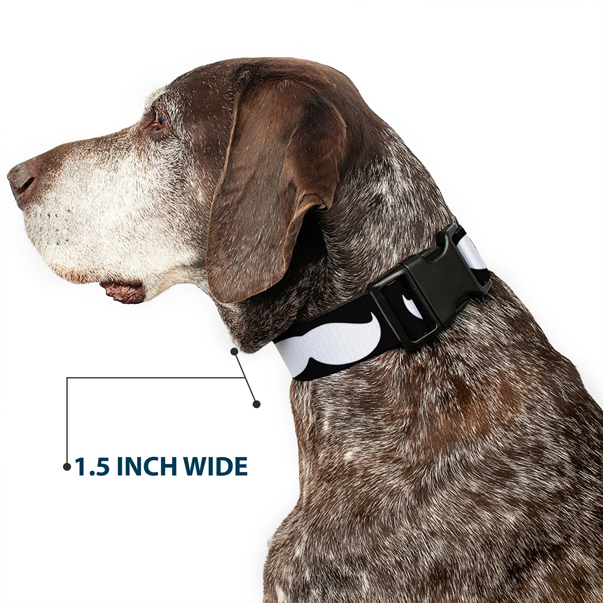 Plastic Clip Collar - Mustache Black/White Plastic Clip Collars Buckle-Down