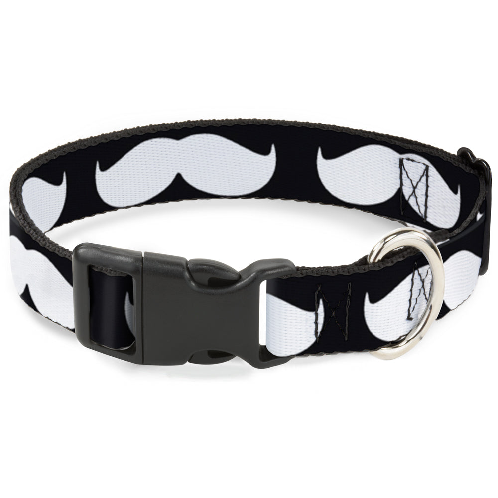Plastic Clip Collar - Mustache Black/White Plastic Clip Collars Buckle-Down