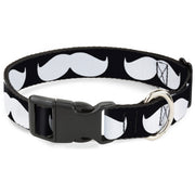 Plastic Clip Collar - Mustache Black/White Plastic Clip Collars Buckle-Down