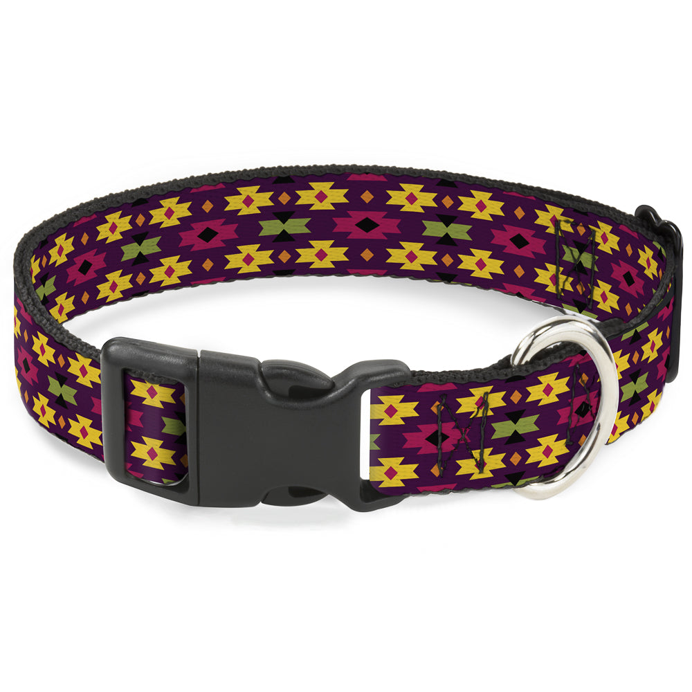 Plastic Clip Collar - Mini Navajo Purple/Yellow/Pink/Green Plastic Clip Collars Buckle-Down