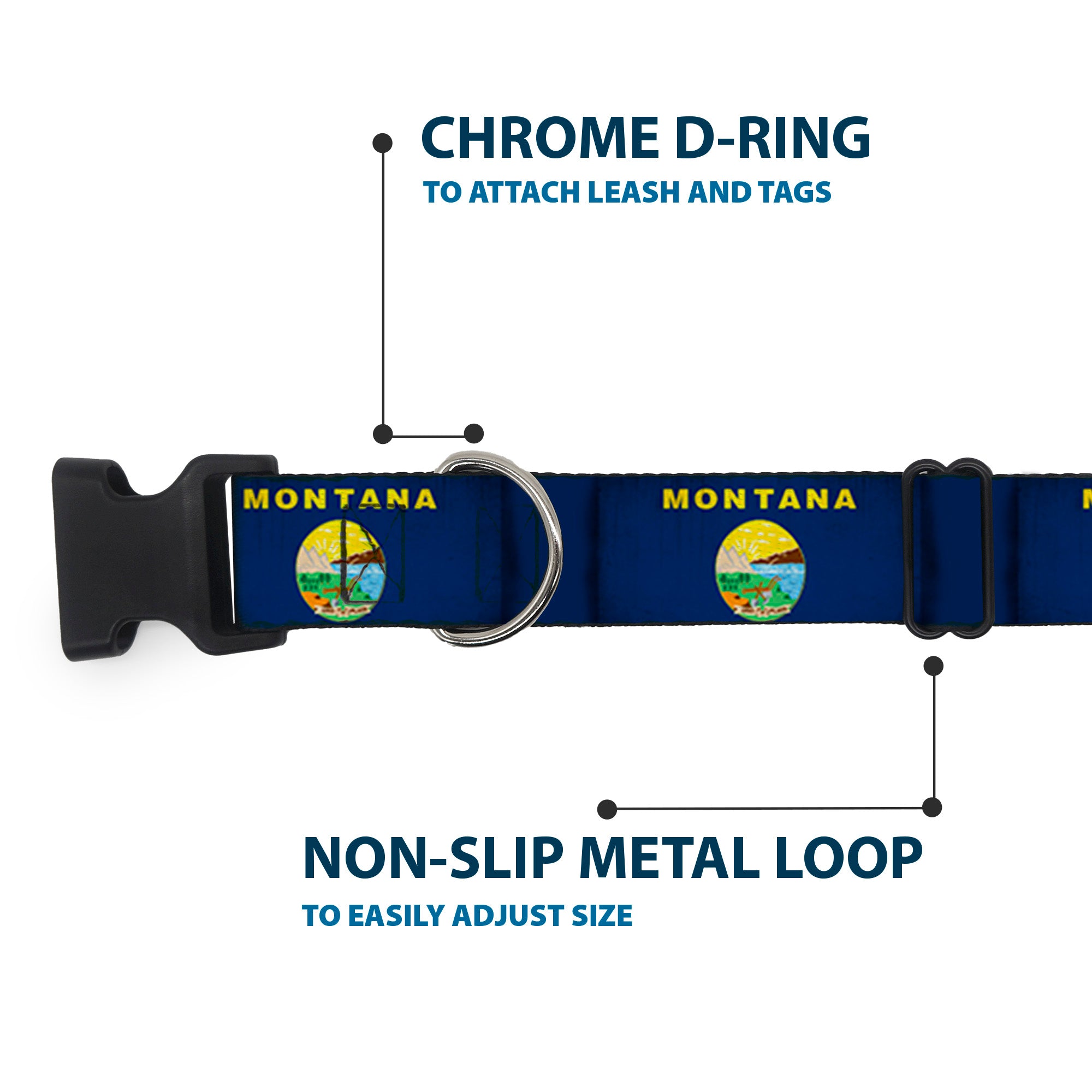 Plastic Clip Collar - Montana Flags Plastic Clip Collars Buckle-Down