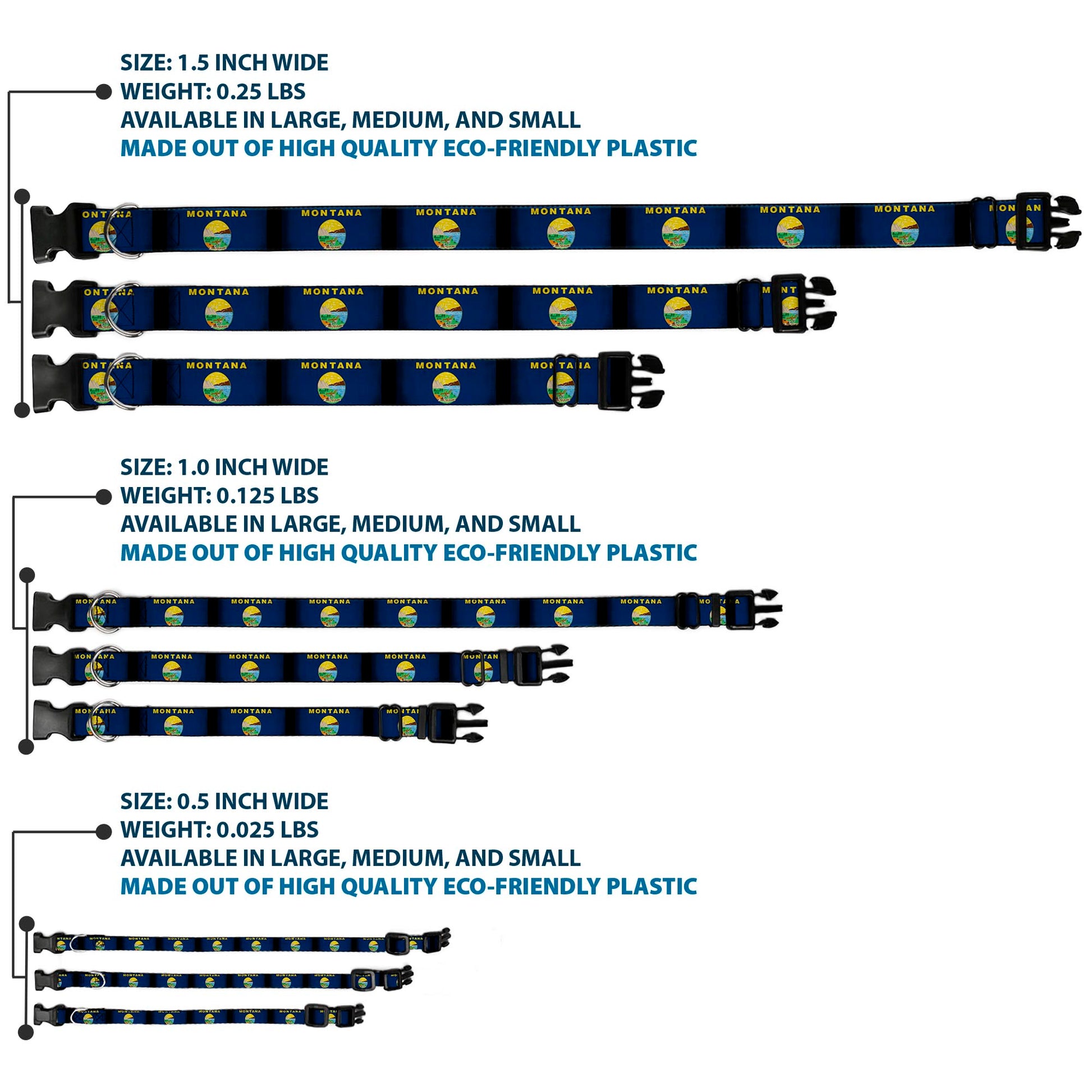 Plastic Clip Collar - Montana Flags2 Plastic Clip Collars Buckle-Down