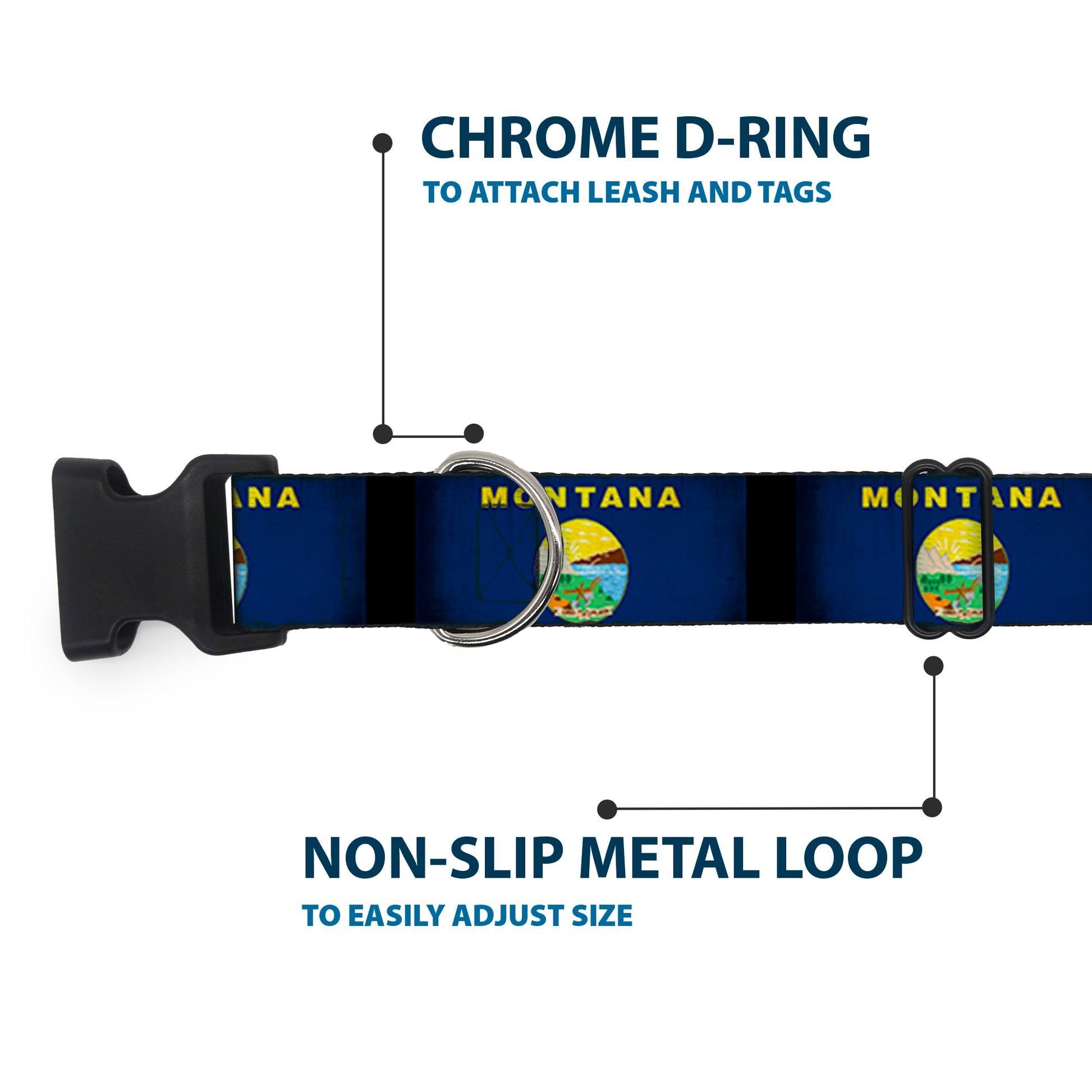 Plastic Clip Collar - Montana Flags2 Plastic Clip Collars Buckle-Down