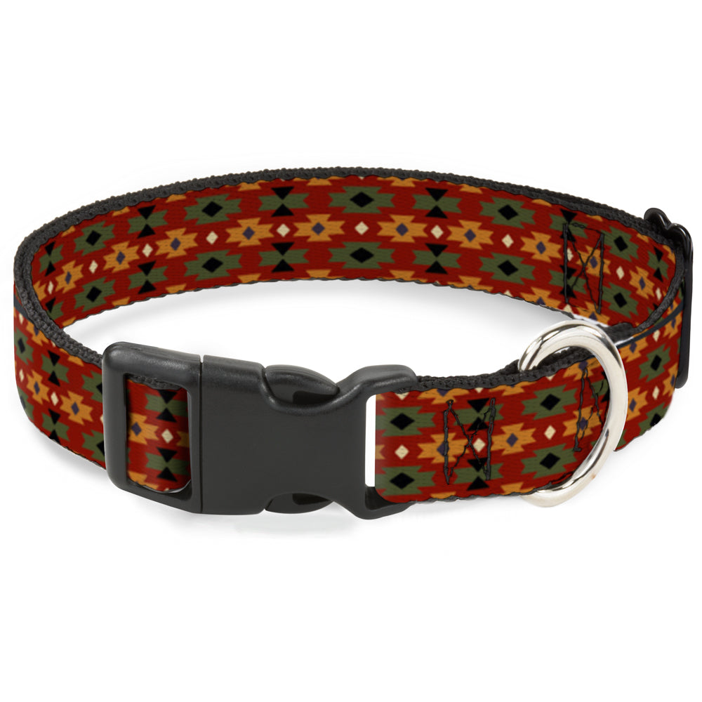 Plastic Clip Collar - Mini Navajo Tan/Rust/Olive/Black Plastic Clip Collars Buckle-Down