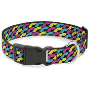 Plastic Clip Collar - Mustache Monogram Black/Fuchsia/Turquoise/Yellow Plastic Clip Collars Buckle-Down