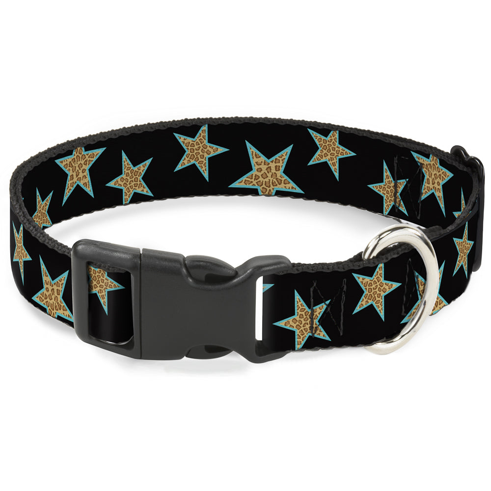 Plastic Clip Collar - Multi Stars Black/Leopard/Baby Blue Outline Plastic Clip Collars Buckle-Down