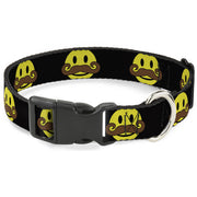 Plastic Clip Collar - Mustache Happy Face Black/Yellow/Brown Plastic Clip Collars Buckle-Down