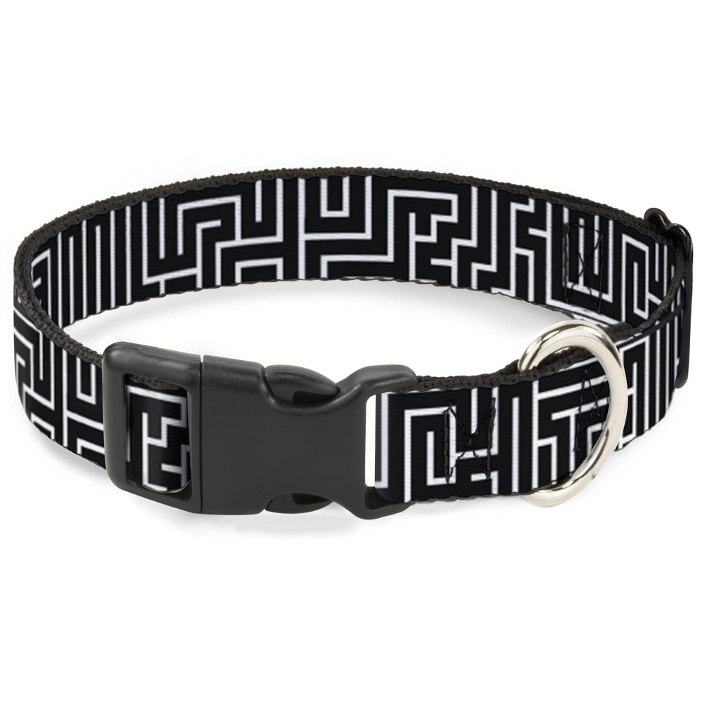 Plastic Clip Collar - Maze Black/White/Red Plastic Clip Collars Buckle-Down