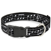 Plastic Clip Collar - Music Notes Black/White Plastic Clip Collars Buckle-Down