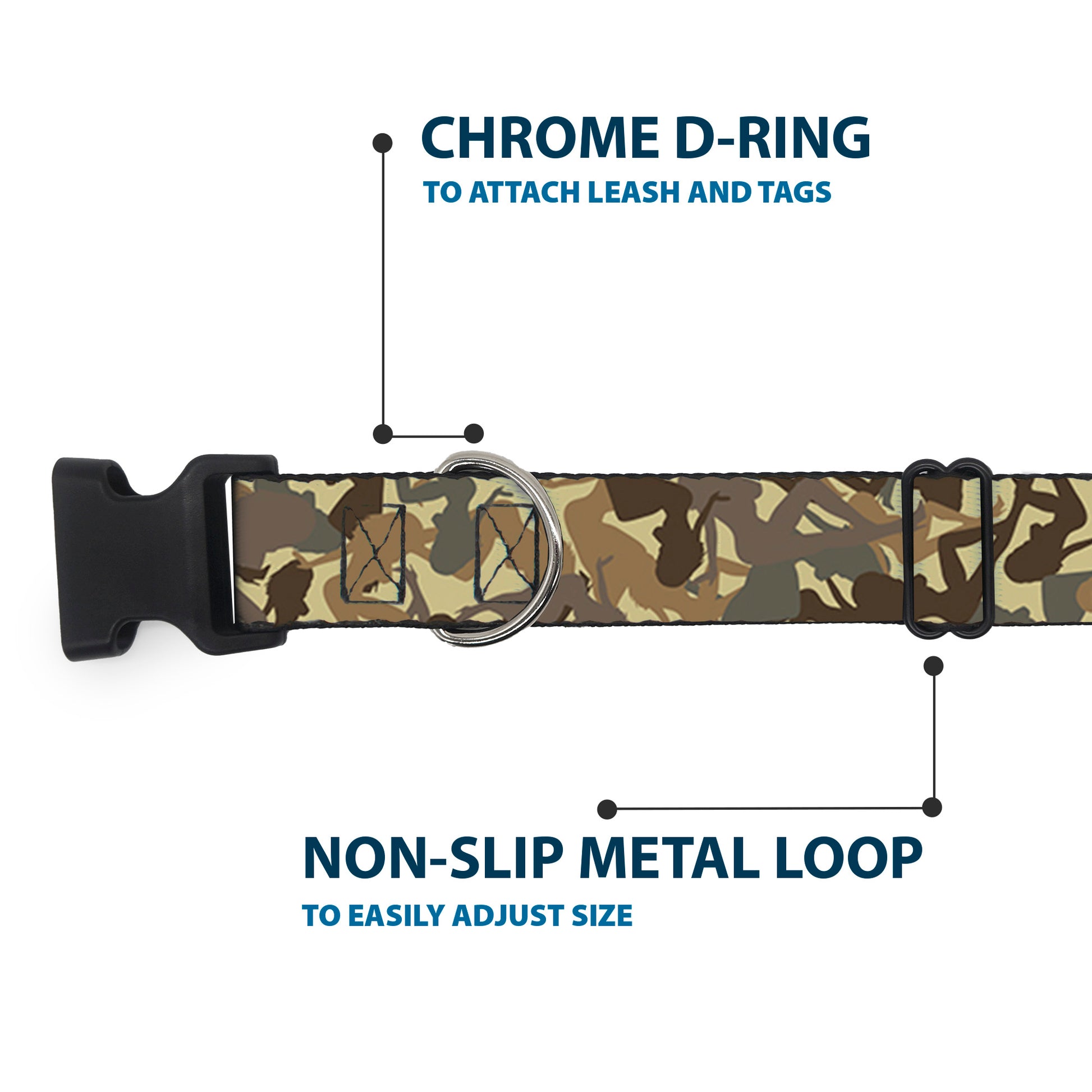 Plastic Clip Collar - Mud Flap Girls Camo Browns Plastic Clip Collars Buckle-Down