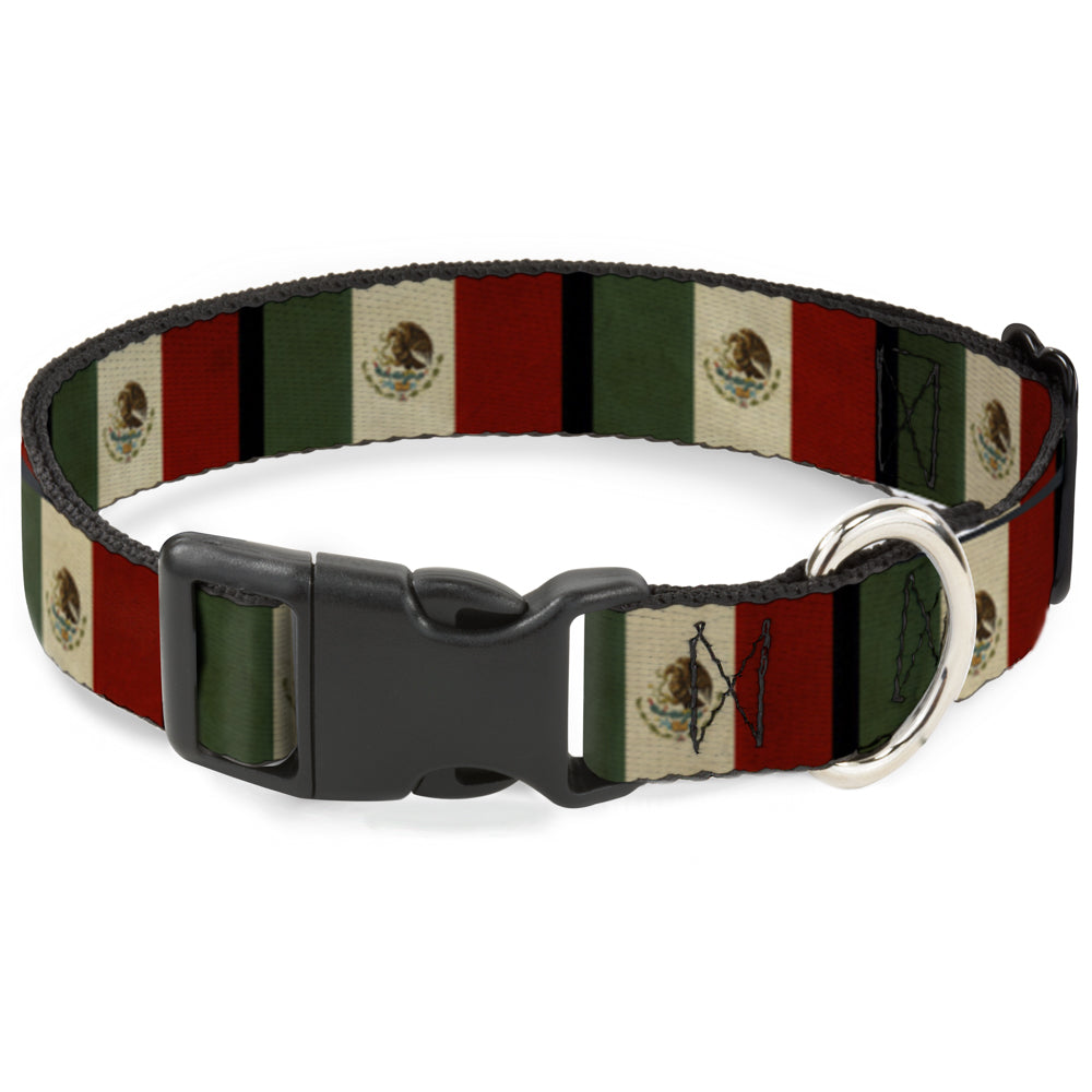 Plastic Clip Collar - Mexico Flag Distressed Plastic Clip Collars Buckle-Down