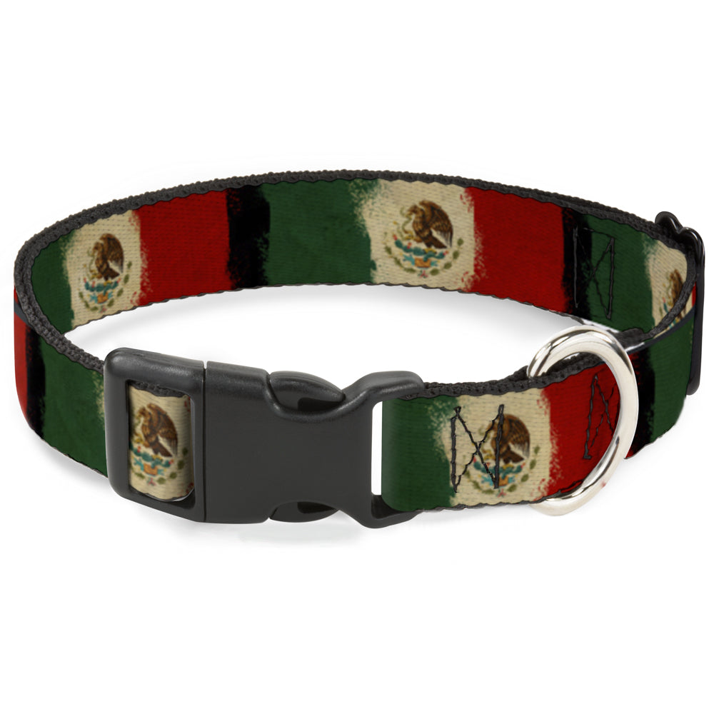 Plastic Clip Collar - Mexico Flag Distressed Painting Plastic Clip Collars Buckle-Down