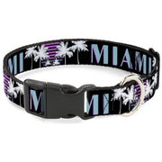 Plastic Clip Collar - MIAMI/Palm Trees Black/White/Pink//Teal Plastic Clip Collars Buckle-Down