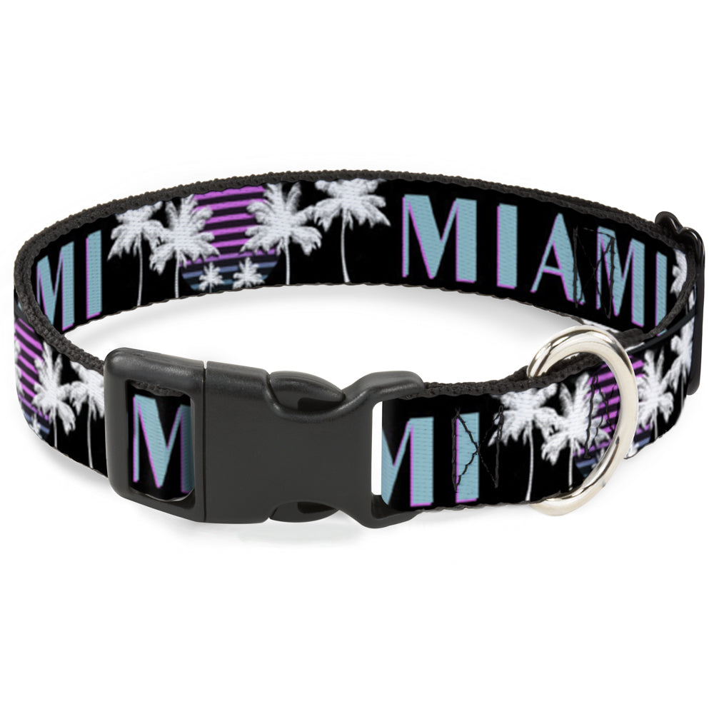 Plastic Clip Collar - MIAMI/Palm Trees Black/White/Pink//Teal Plastic Clip Collars Buckle-Down