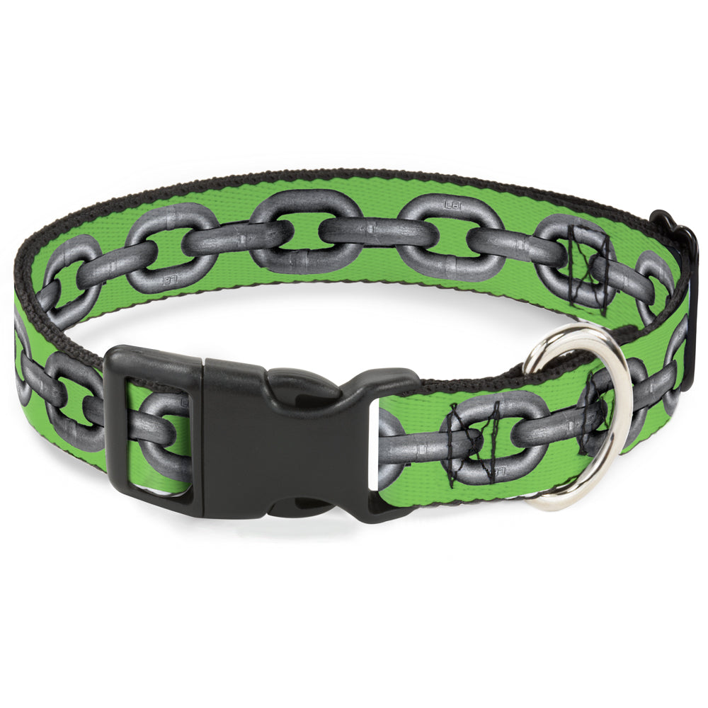 Plastic Clip Collar - Metal Chain Green/Gray Plastic Clip Collars Buckle-Down