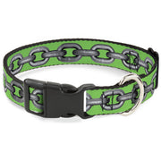 Plastic Clip Collar - Metal Chain Green/Gray Plastic Clip Collars Buckle-Down