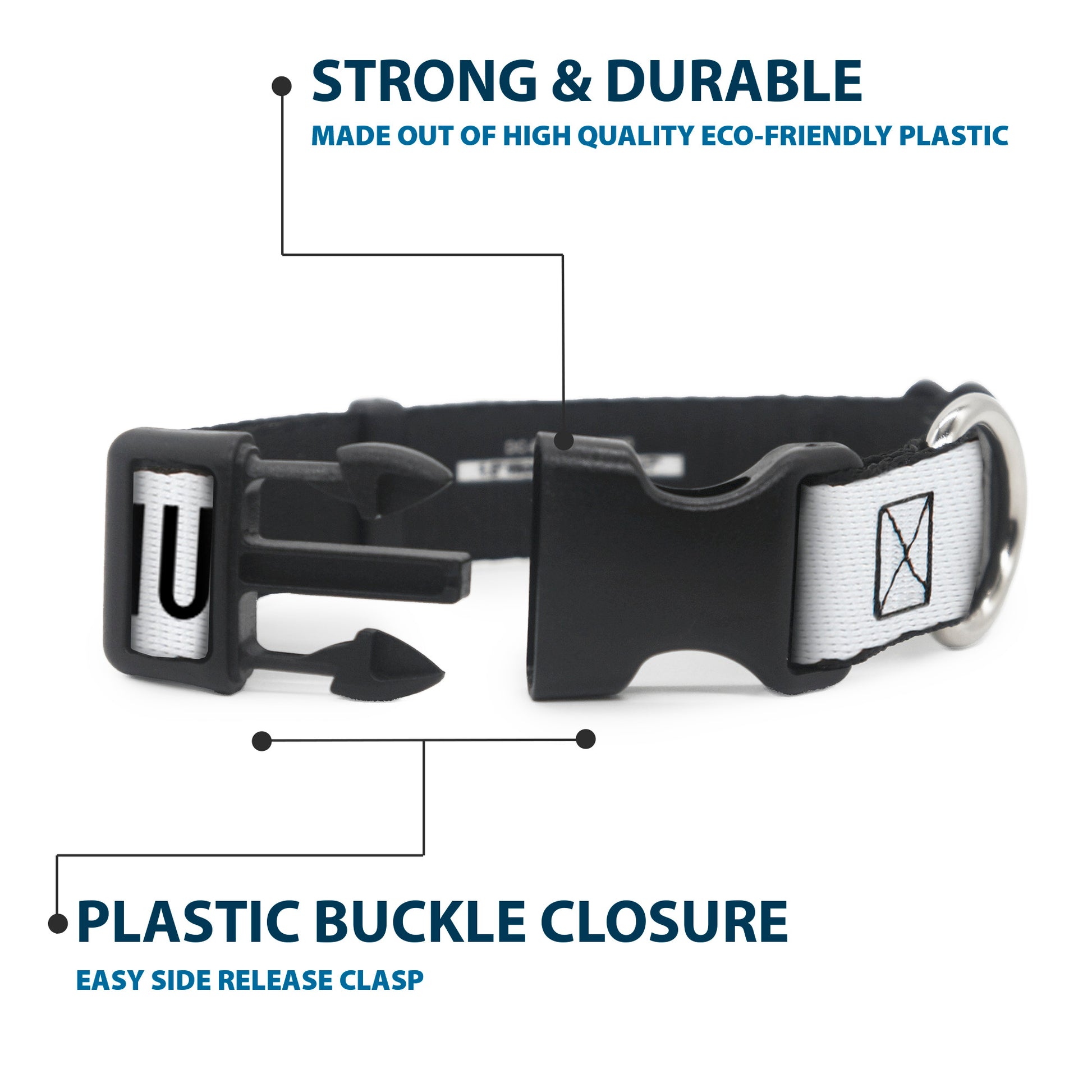 Plastic Clip Collar - THE MOUNTAINS ARE CALLING AND I MUST GO/Mountains Outline White/Black Plastic Clip Collars Buckle-Down