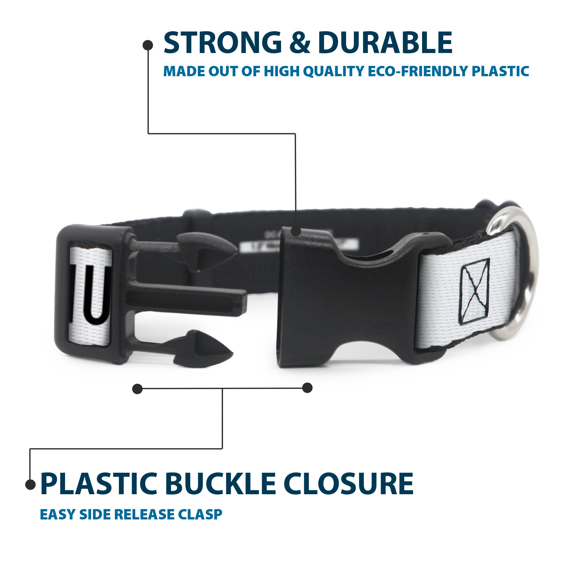 Plastic Clip Collar - THE MOUNTAINS ARE CALLING AND I MUST GO/Mountains Outline White/Black Plastic Clip Collars Buckle-Down