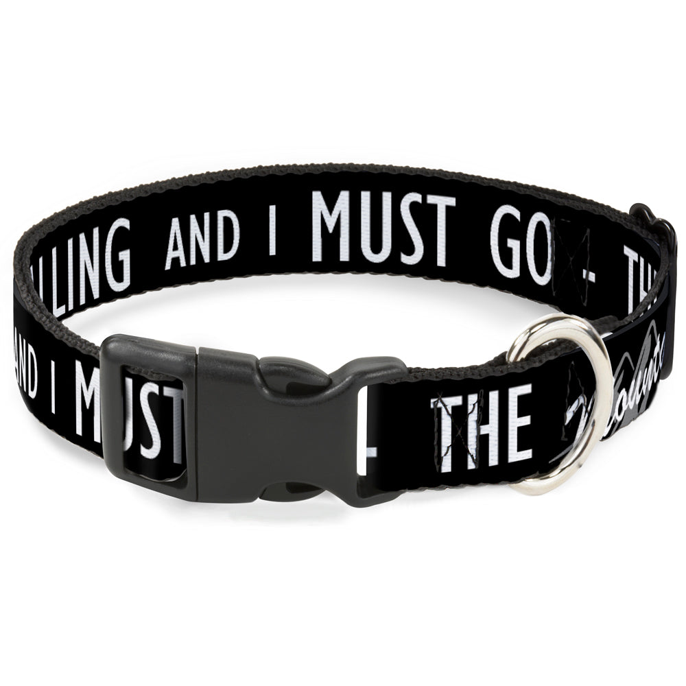 Plastic Clip Collar - THE MOUNTAINS ARE CALLING AND I MUST GO/Mountains Outline3 Black/Gray/White Plastic Clip Collars Buckle-Down