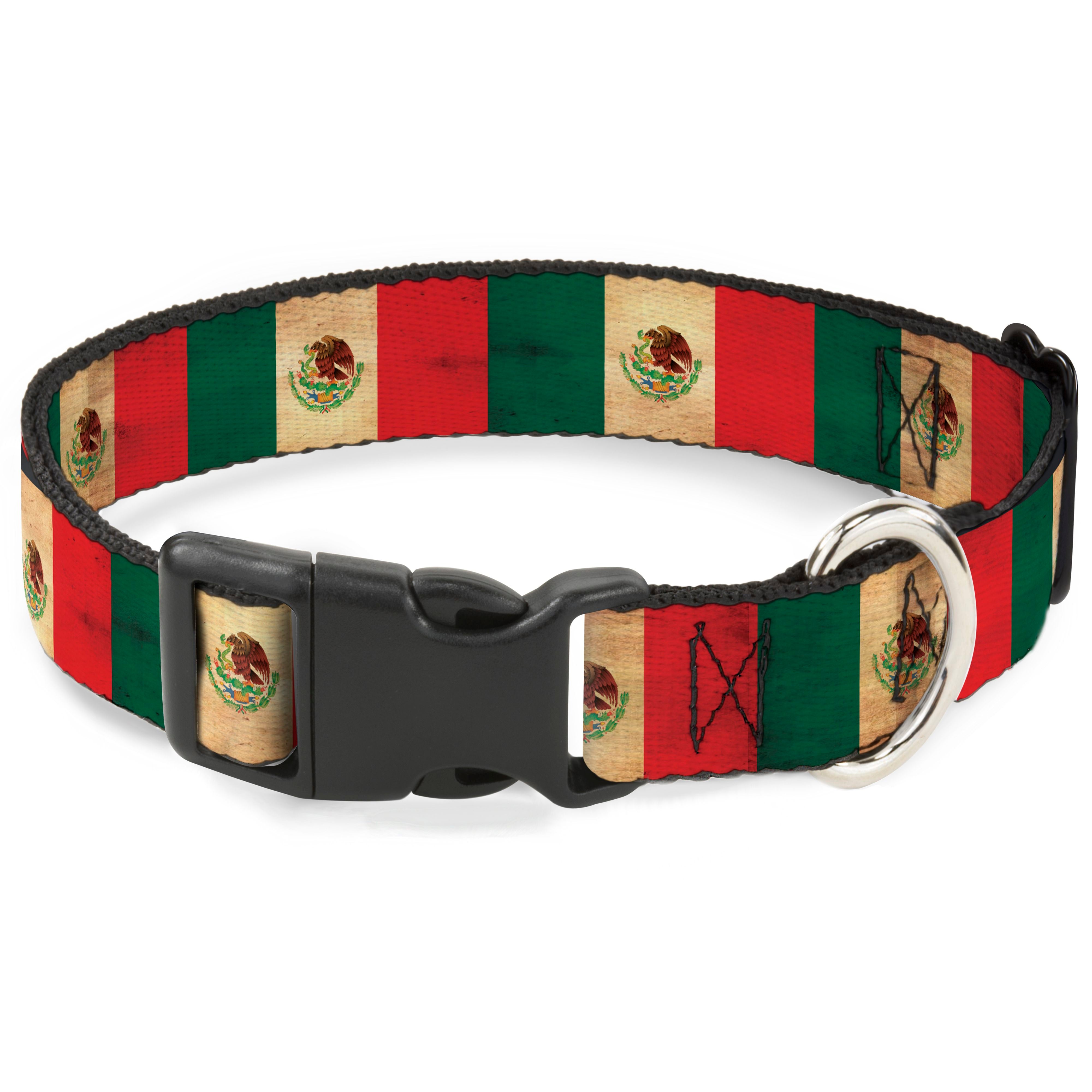 Plastic Clip Collar - Mexico Flag Continuous Vintage Plastic Clip Collars Buckle-Down