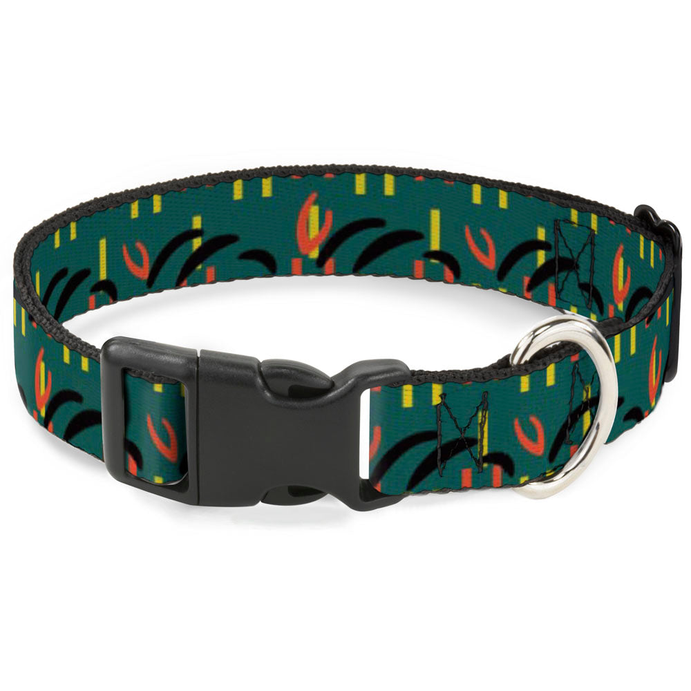 Plastic Clip Collar - MCO Orlando International Airport Carpet Teal/Orange/Yellow/Black Plastic Clip Collars Buckle-Down